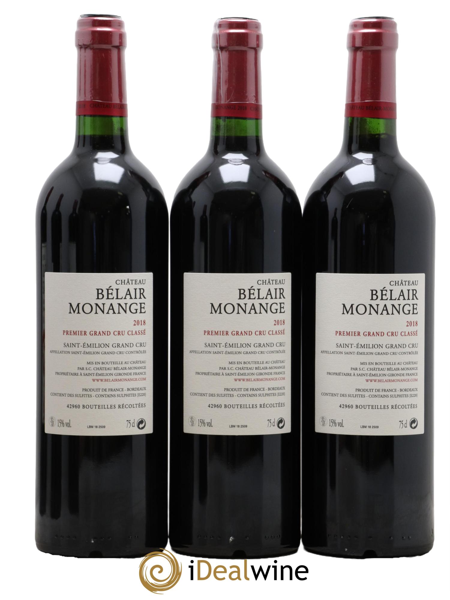 Château Belair (Belair-Monange) 1er Grand Cru Classé B 2018 - Lotto di 6 bottiglie - 2