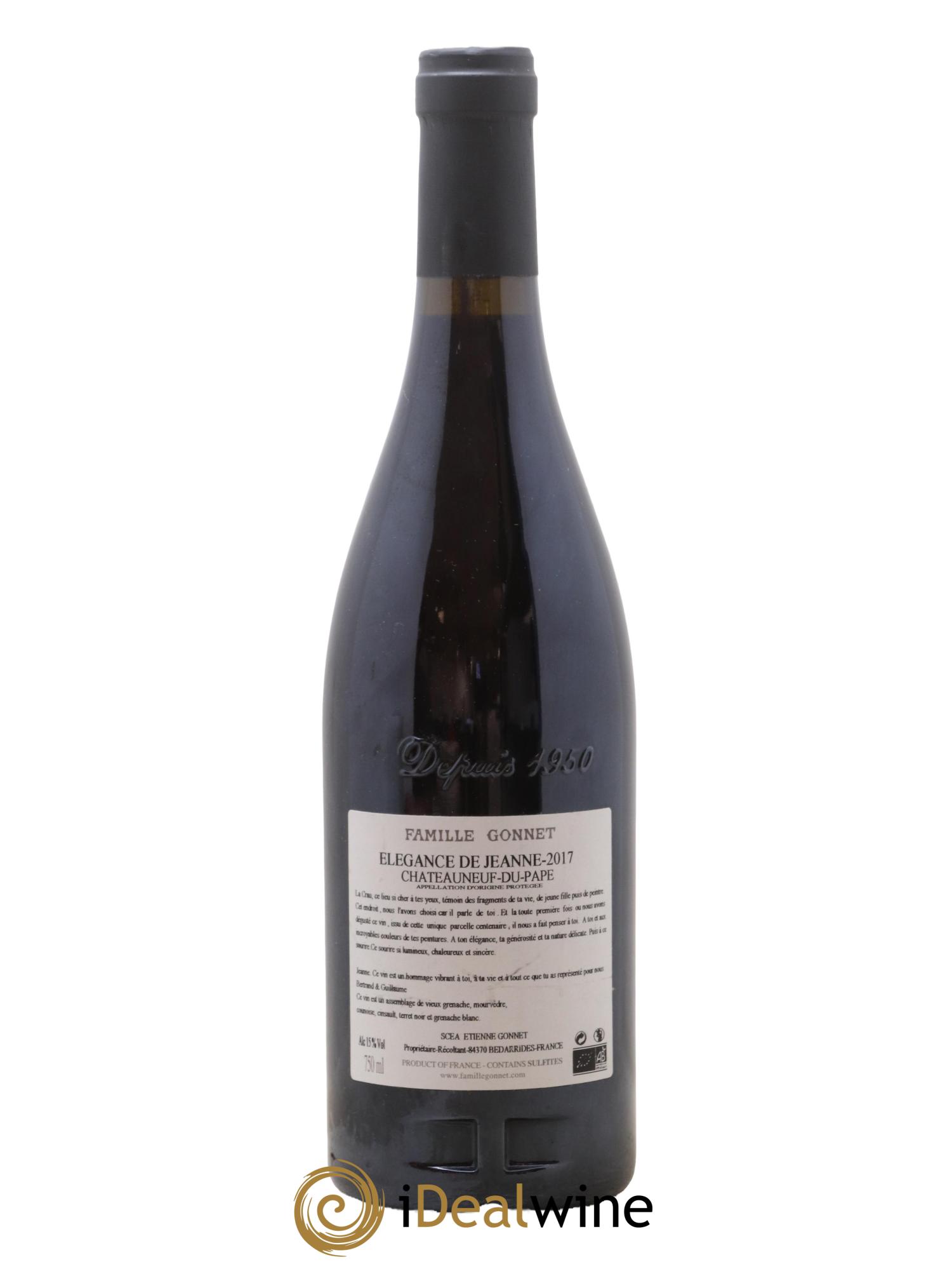 Châteauneuf-du-Pape Elegance De Jeanne Famille Gonnet 2017 - Lot de 1 bouteille - 1