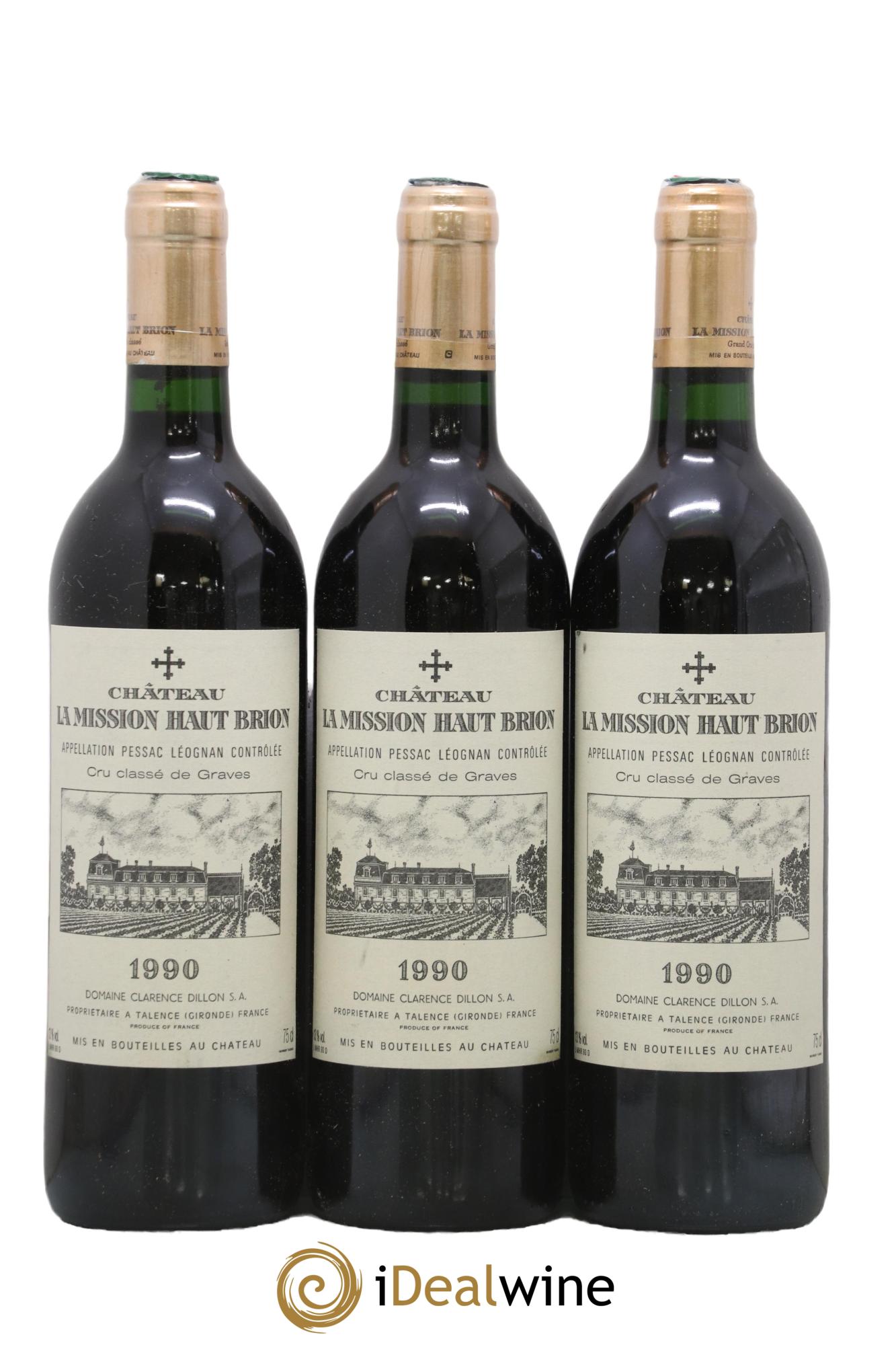 Château la Mission Haut-Brion Cru Classé de Graves 1990 - Lot de 3 bouteilles - 0