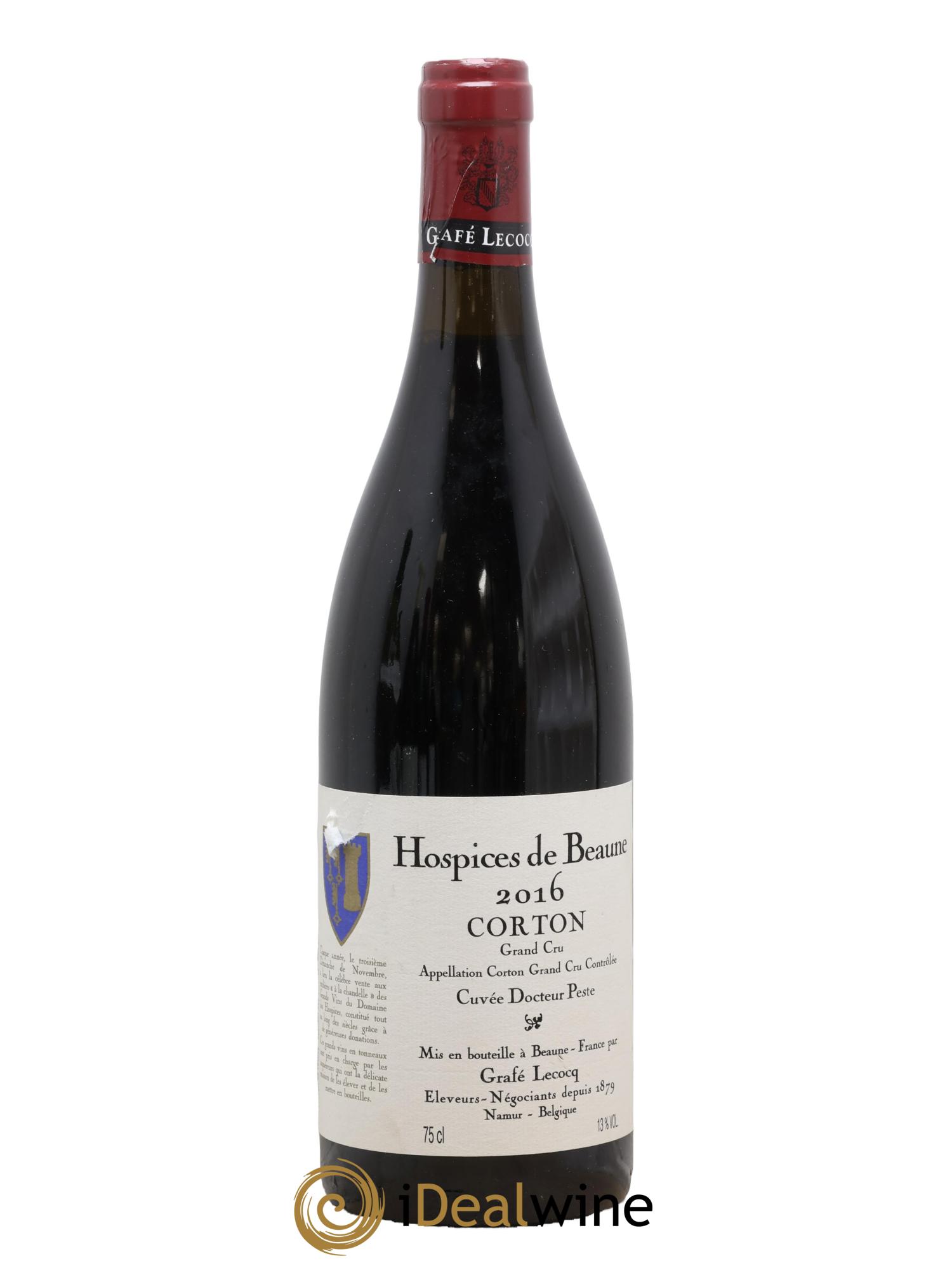 Corton Grand Cru Cuvée Docteur Peste Hospices de Beaune mis en bouteille par Grafé Lecocq 2016 - Posten von 1 Flasche - 0