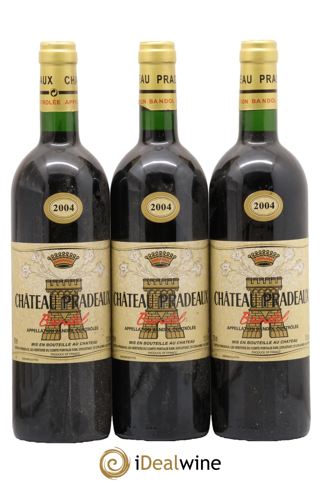 Bandol Château Pradeaux Famille Portalis 2004 - Lot de 3 bouteilles - 0