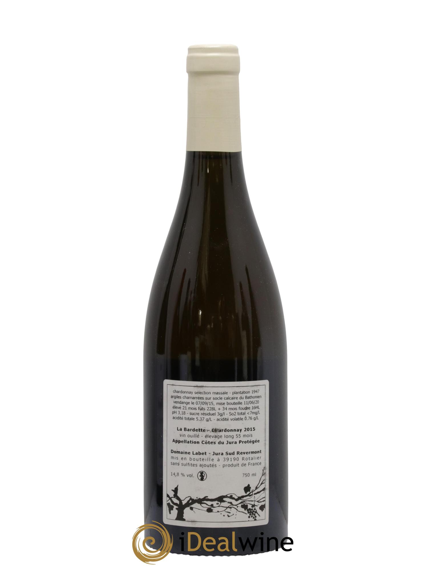 Côtes du Jura Chardonnay La Bardette élevage long 55 mois Domaine Labet 2015 - Lot of 1 bottle - 1