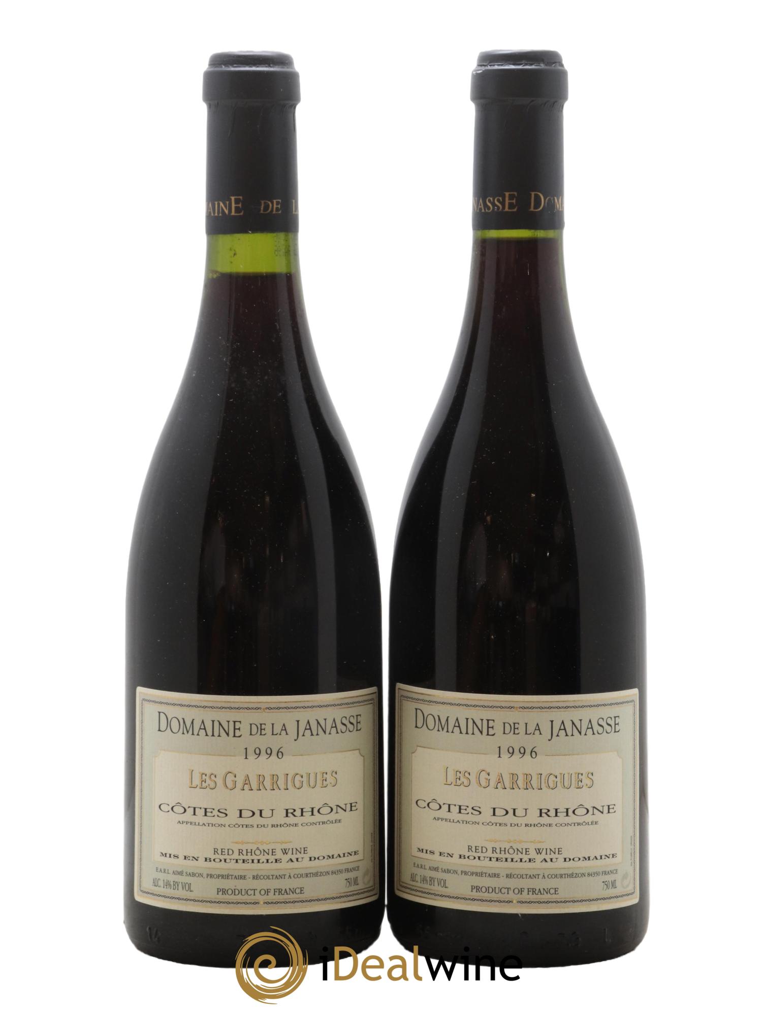 Côtes-du-Rhône La Janasse (Domaine de) Les Garrigues Aimé Sabon 1996 - Lot de 2 bouteilles - 0