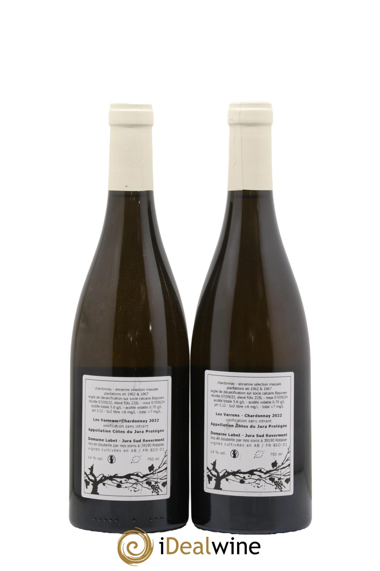 Côtes du Jura Chardonnay Les Varrons Romain - Julien  - Charline Labet 2022 - Posten von 2 Flaschen - 1