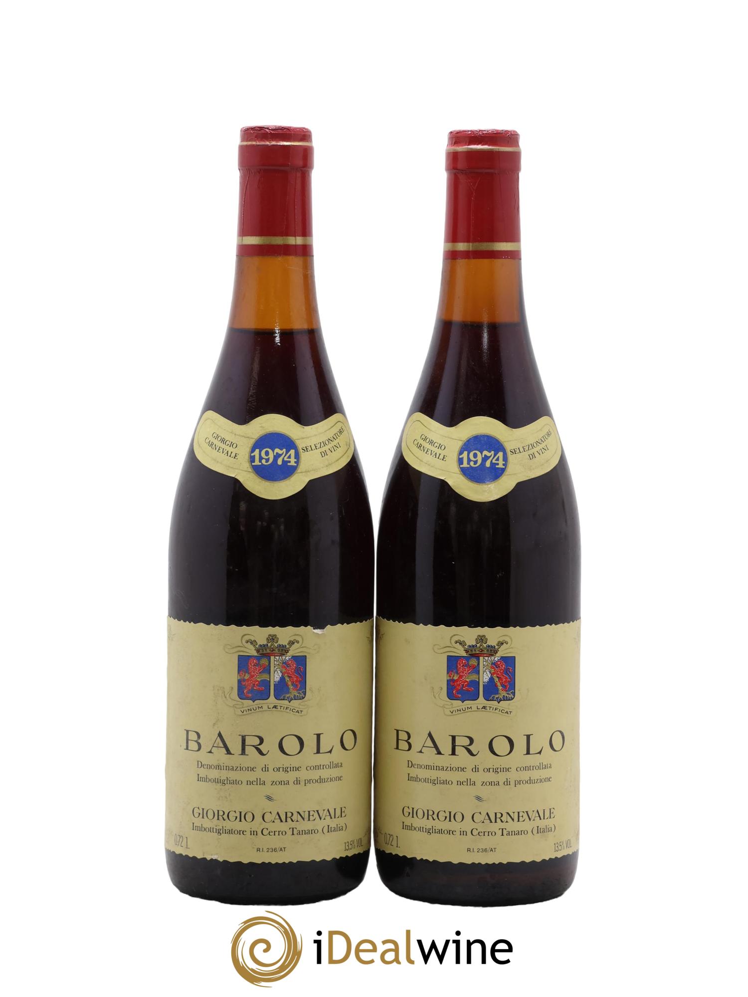Barolo DOCG Carnavale Giorgio 1974 - Lot de 2 bouteilles - 0