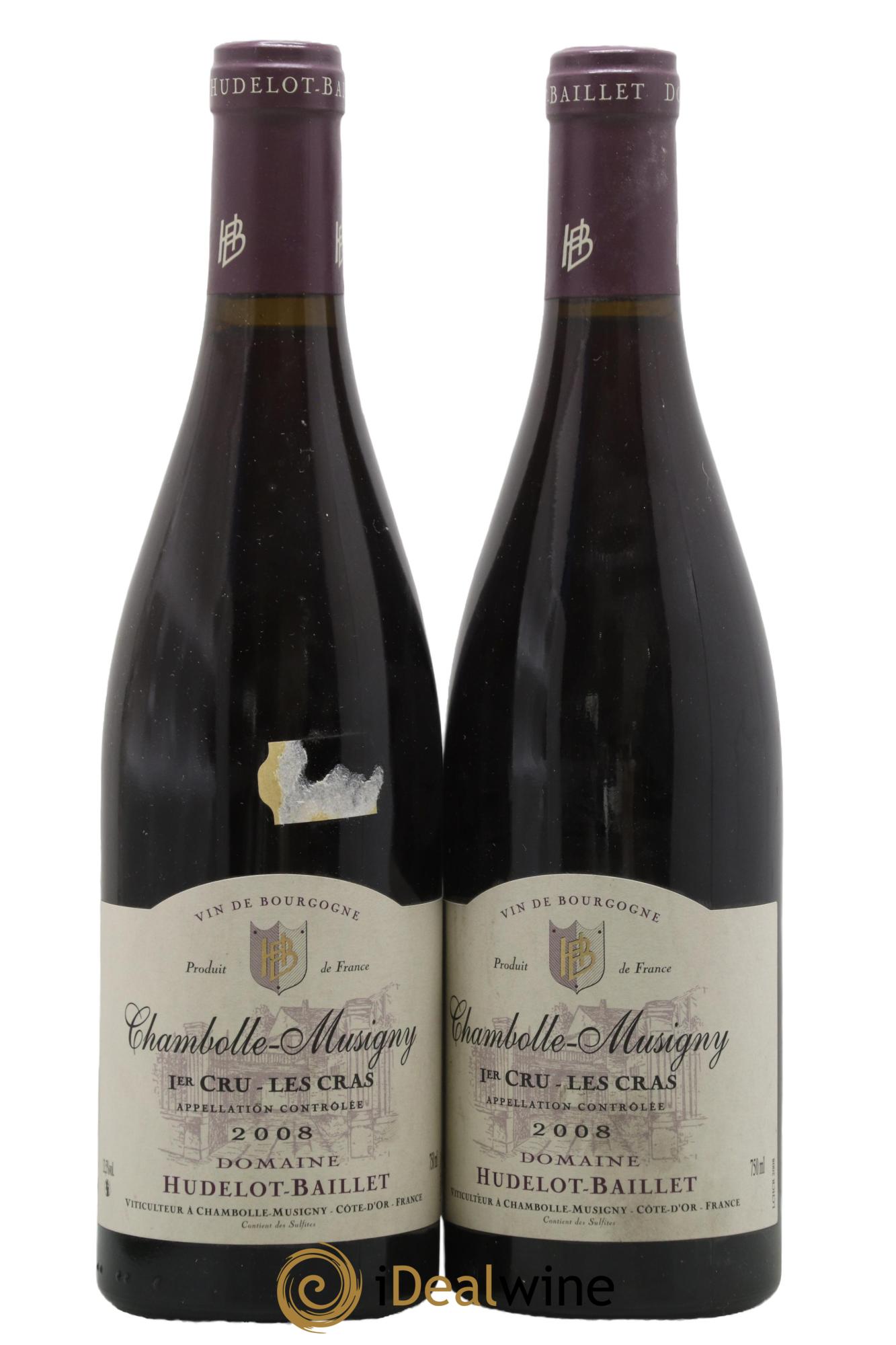 Chambolle-Musigny 1er Cru Les Cras Domaine Hudelot-Baillet 2008 - Lot de 2 bouteilles - 0