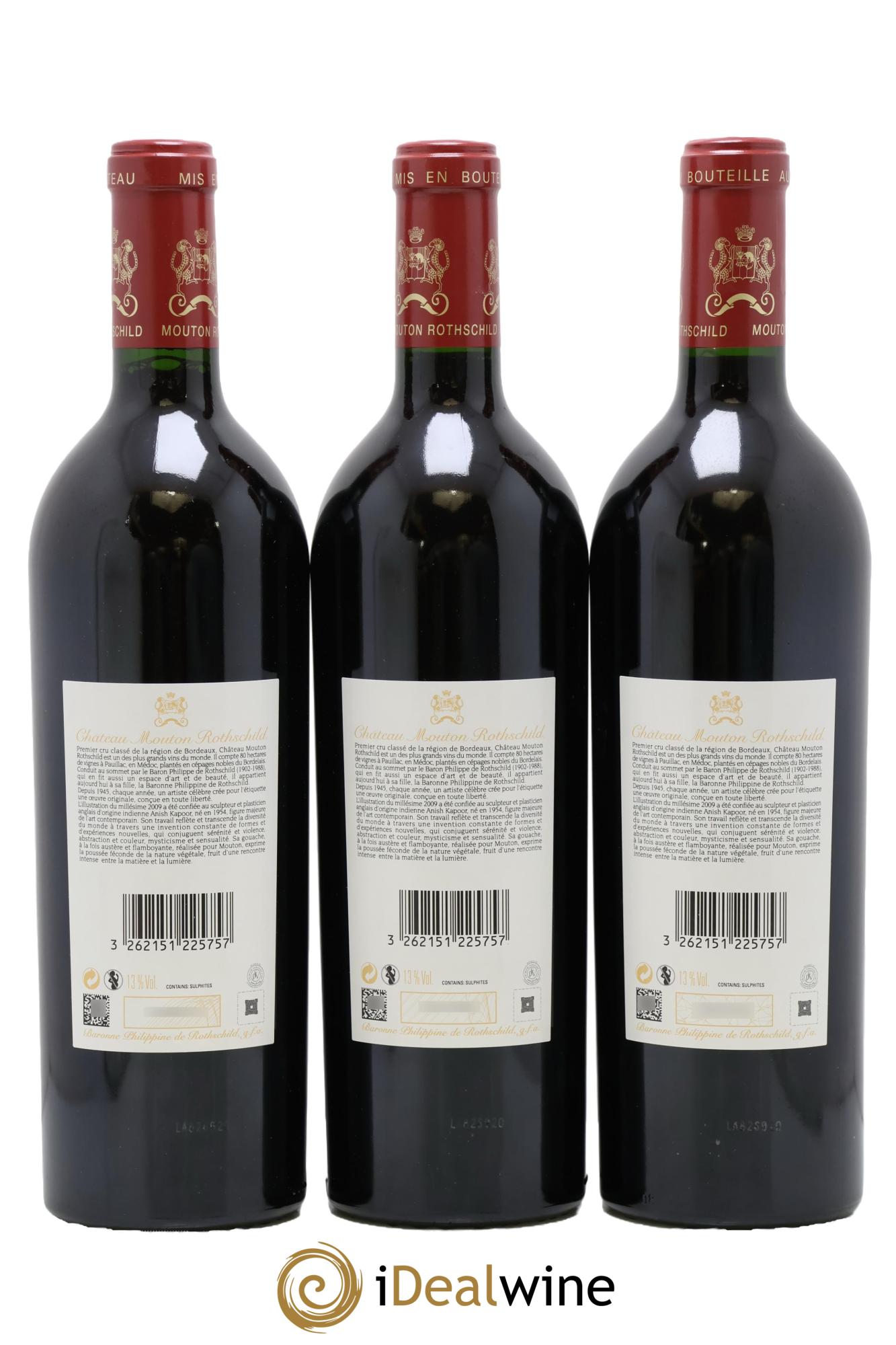 Château Mouton Rothschild 1er Grand Cru Classé 2009 - Lot de 3 bouteilles - 1
