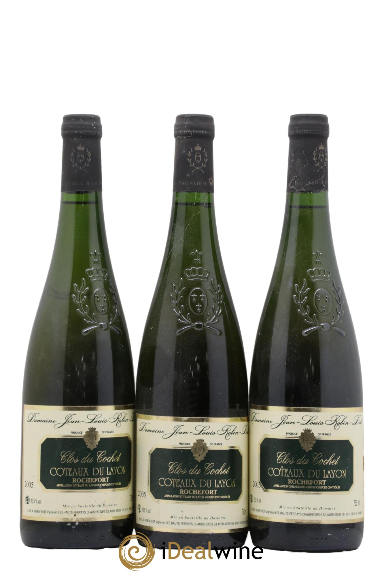 Coteaux du Layon Clos du Cochet Rochefort Domaine Jean-Louis Robin-Diot 2005 - Lotto di 3 bottiglie - 0