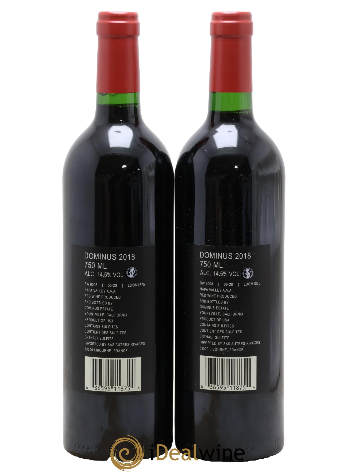 Napa Valley Dominus Christian Moueix 2018 - Lot of 2 bottles - 1