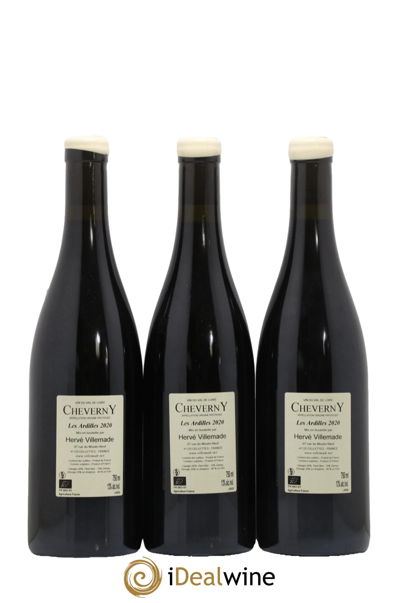 Cheverny Les Ardilles Herve Villemade 2020 - Lot of 3 bottles - 1