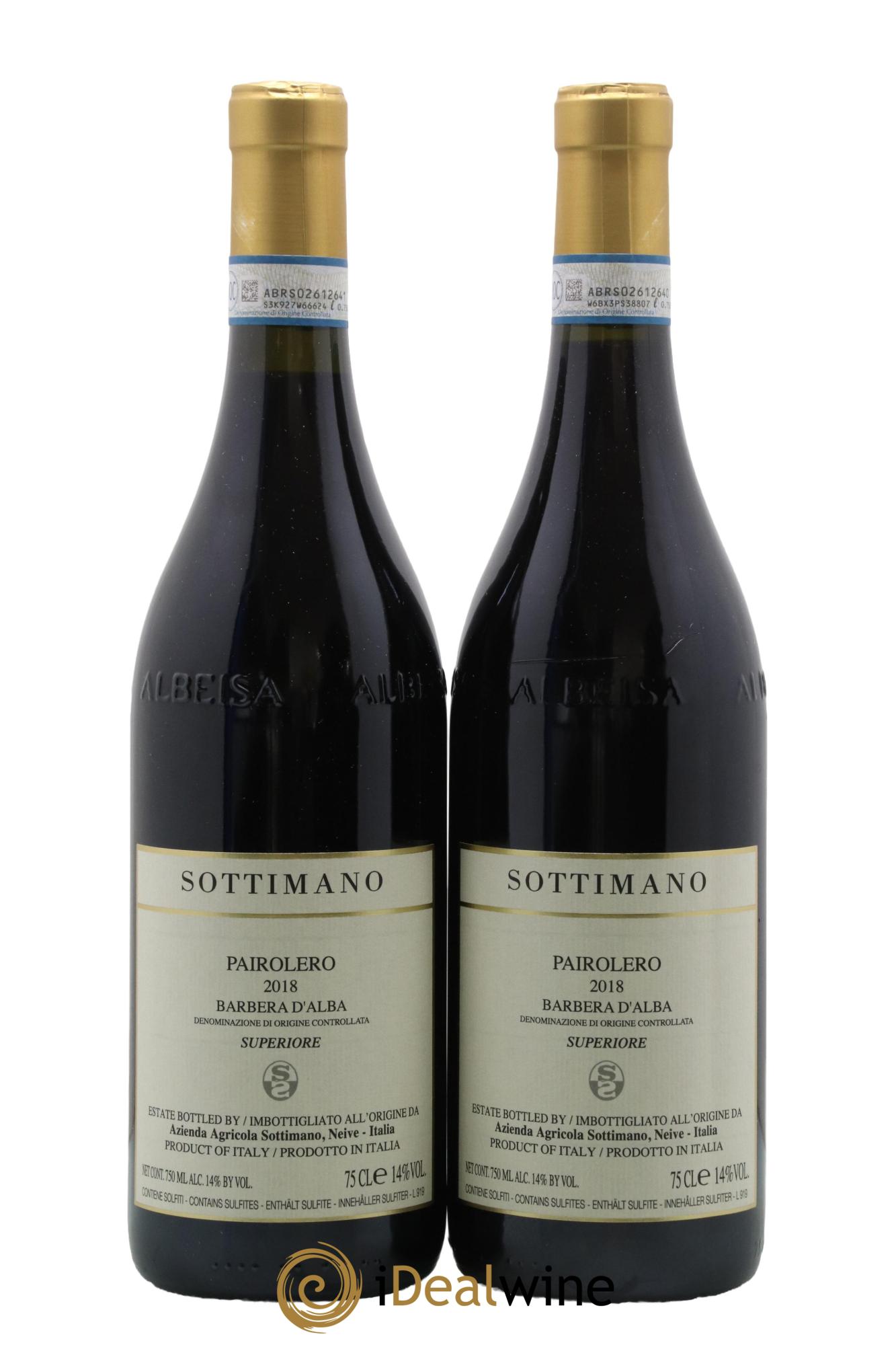 Barbera d'Alba Pairolero Sottimano 2018 - Lot de 2 bouteilles - 0