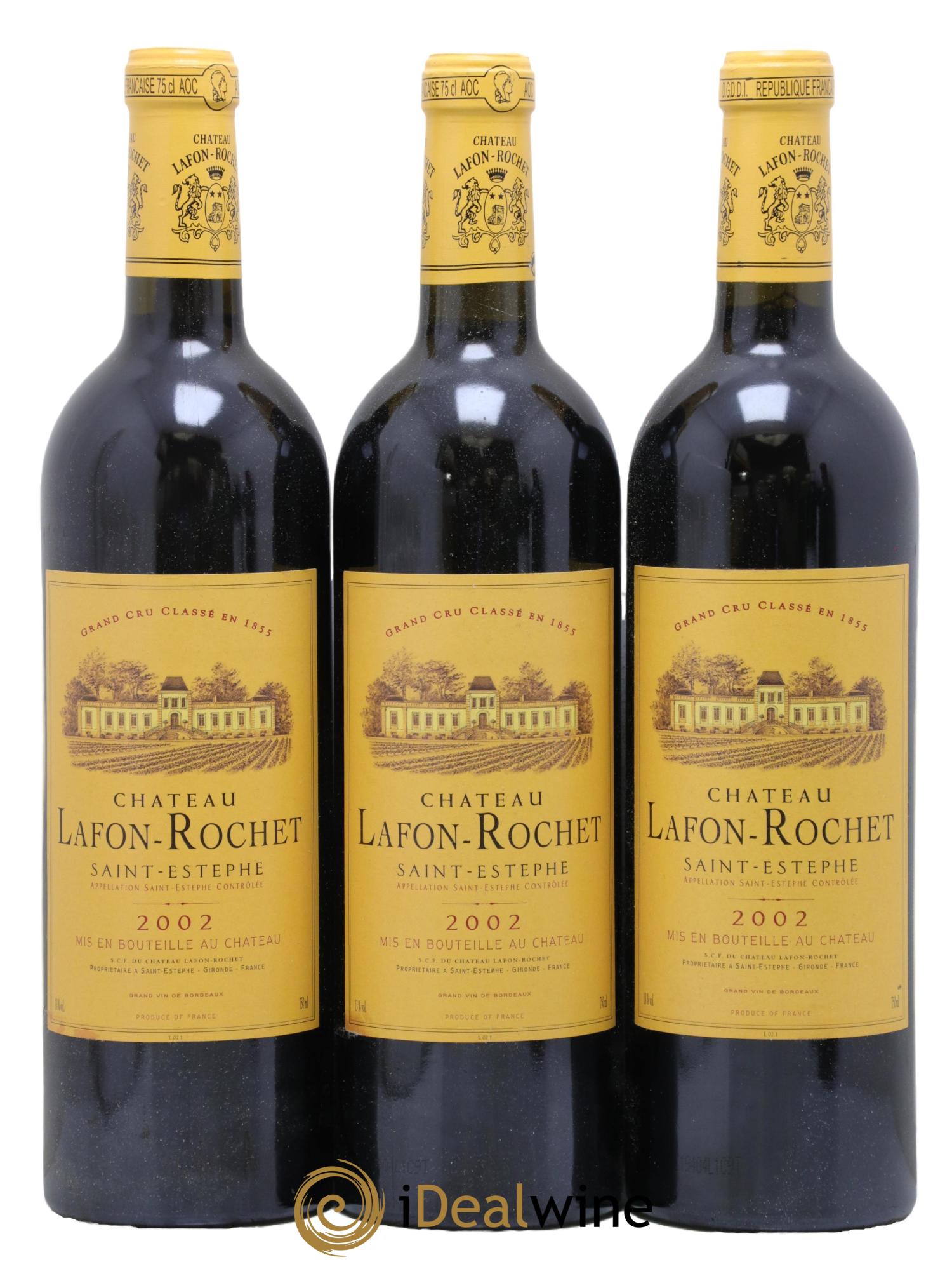 Château Lafon Rochet 4ème Grand Cru Classé 2002 - Lotto di 3 bottiglie - 0