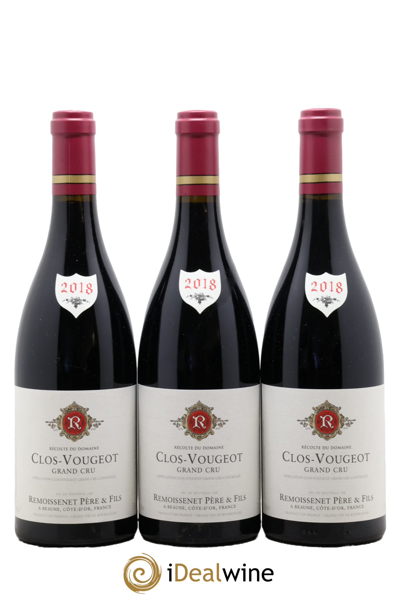 Clos Vougeot Grand Cru Remoissenet Père et Fils 2018 - Posten von 3 Flaschen - 0