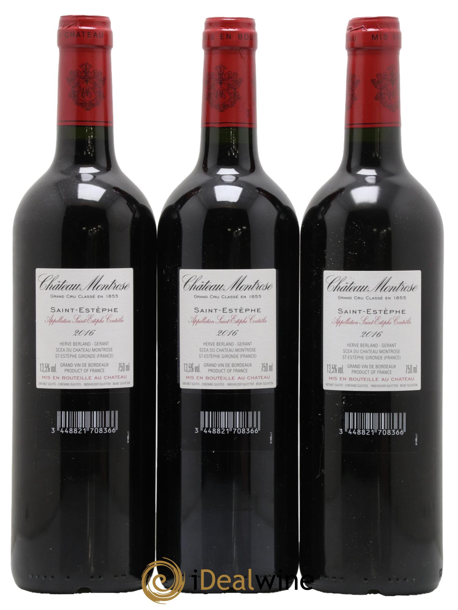 Château Montrose 2ème Grand Cru Classé 2016 - Lot de 3 bouteilles - 1