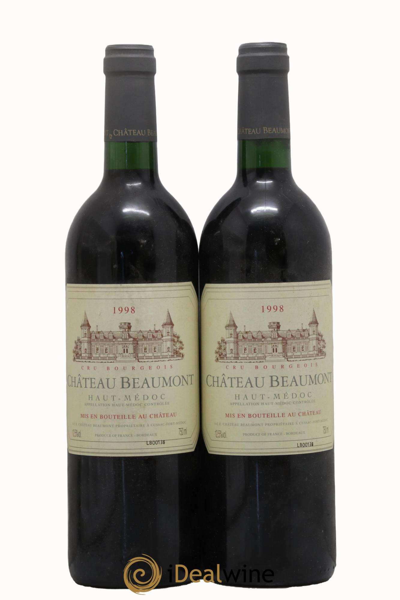 Château Beaumont Cru Bourgeois 1998 - Lot de 2 bouteilles - 0