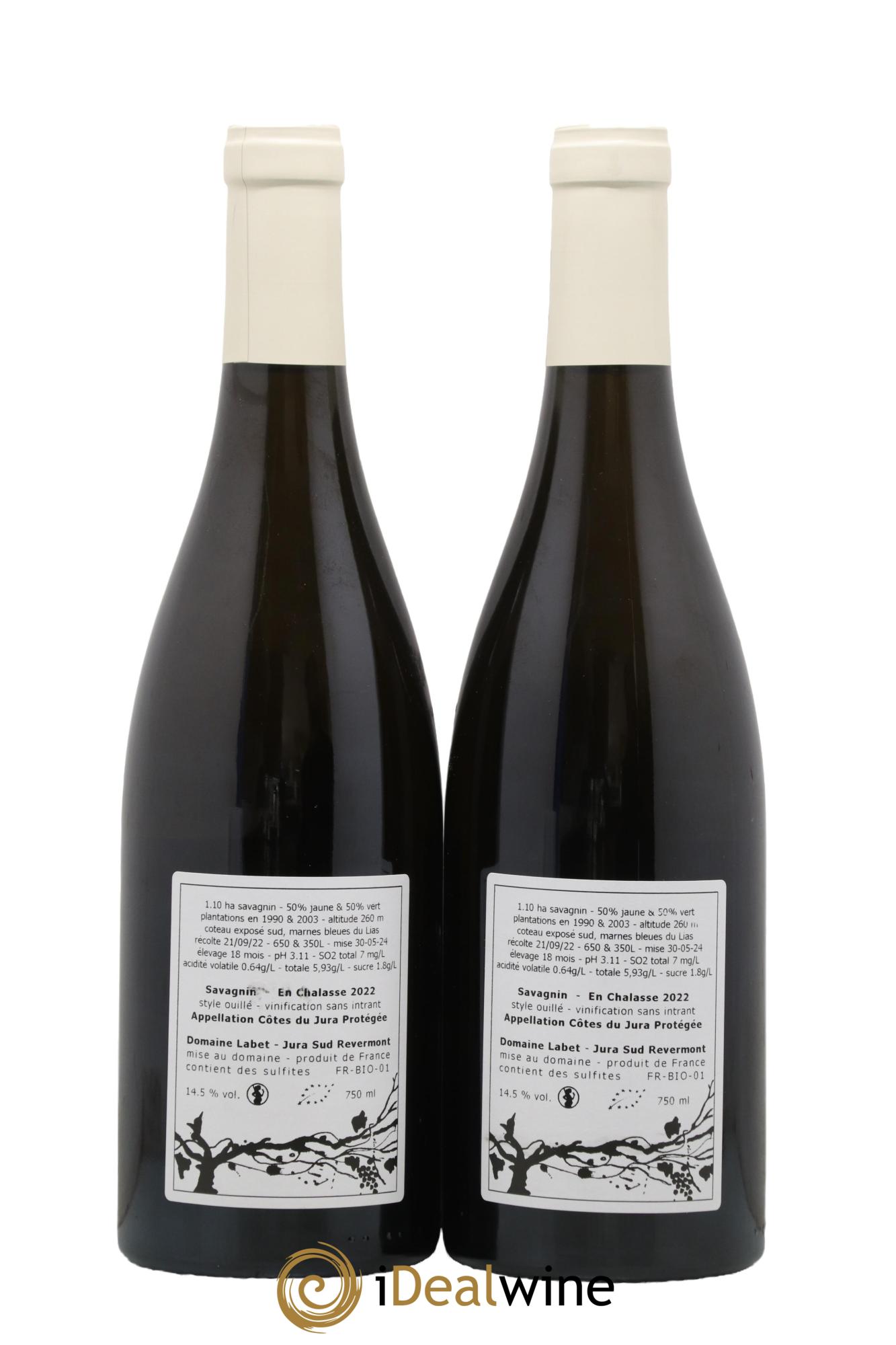 Côtes du Jura Fleur de Savagnin En Chalasse Romain - Julien - Charline Labet 2022 - Lotto di 2 bottiglie - 1