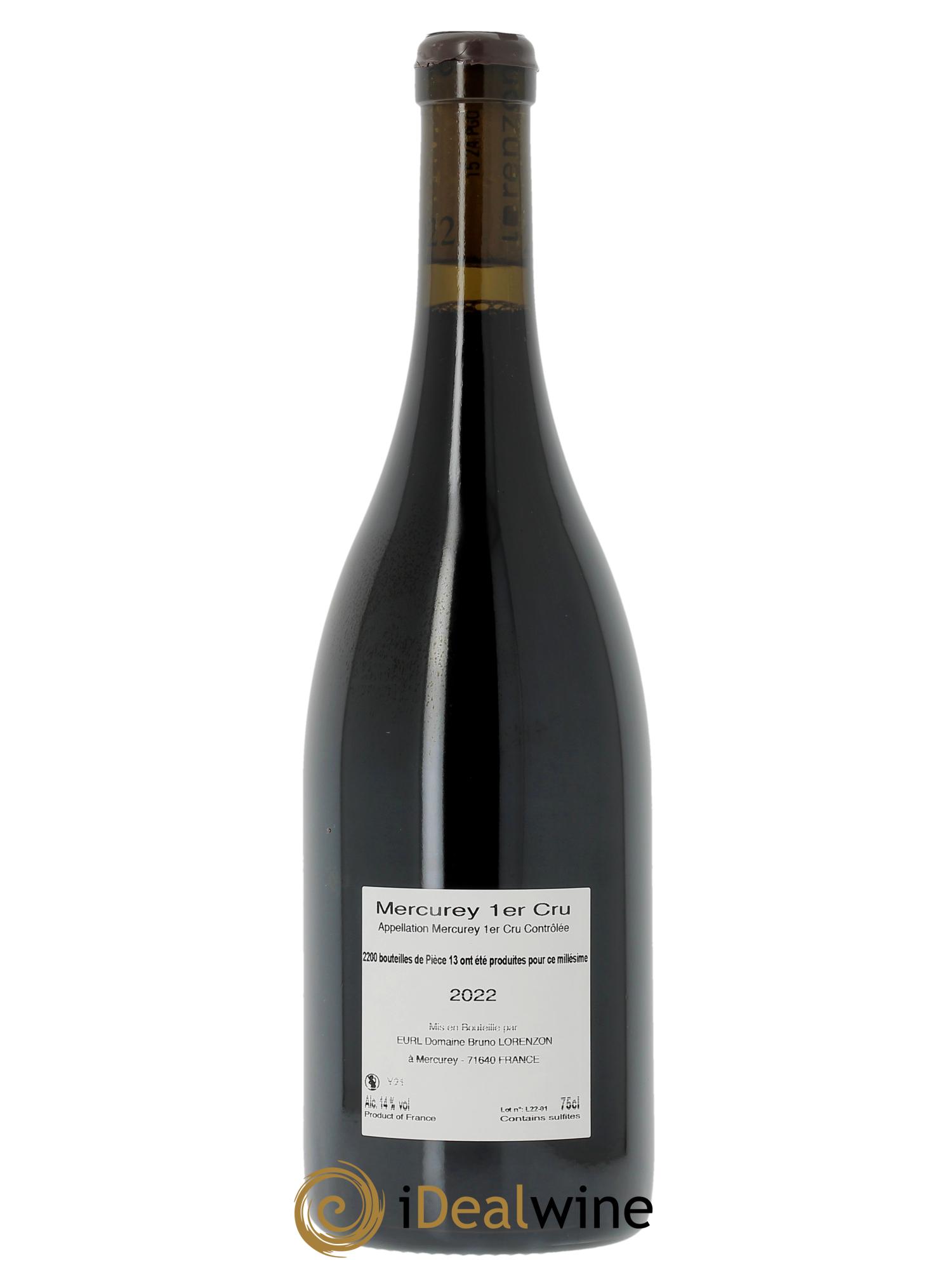 Mercurey 1er Cru Pièce 13 Bruno Lorenzon  2022 - Lot of 1 bottle - 1