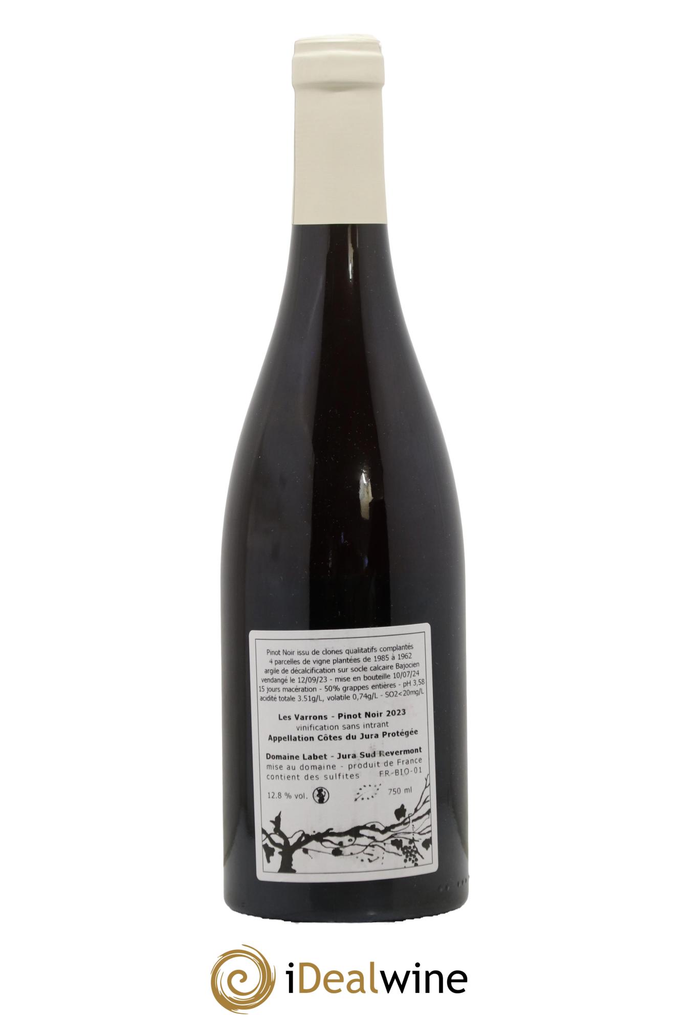 Côtes du Jura Pinot Noir Les Varrons Sélection Massale Romain - Julien - Charline Labet 2023 - Lot de 1 bouteille - 1