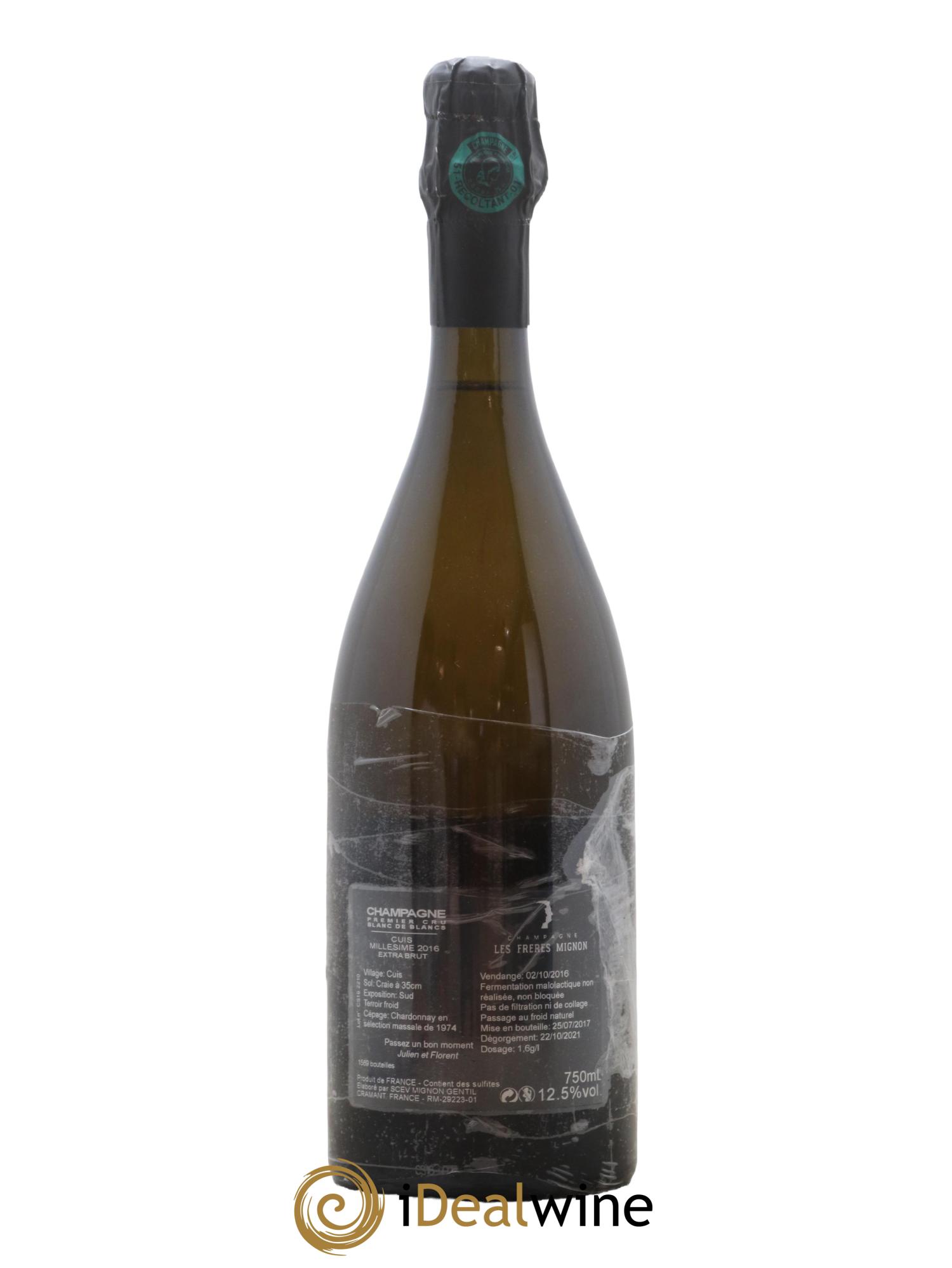 Champagne 1er Cru Extra-Brut Blanc de Blancs Cuis Les Freres Mignon 2016 - Lot de 1 bouteille - 1