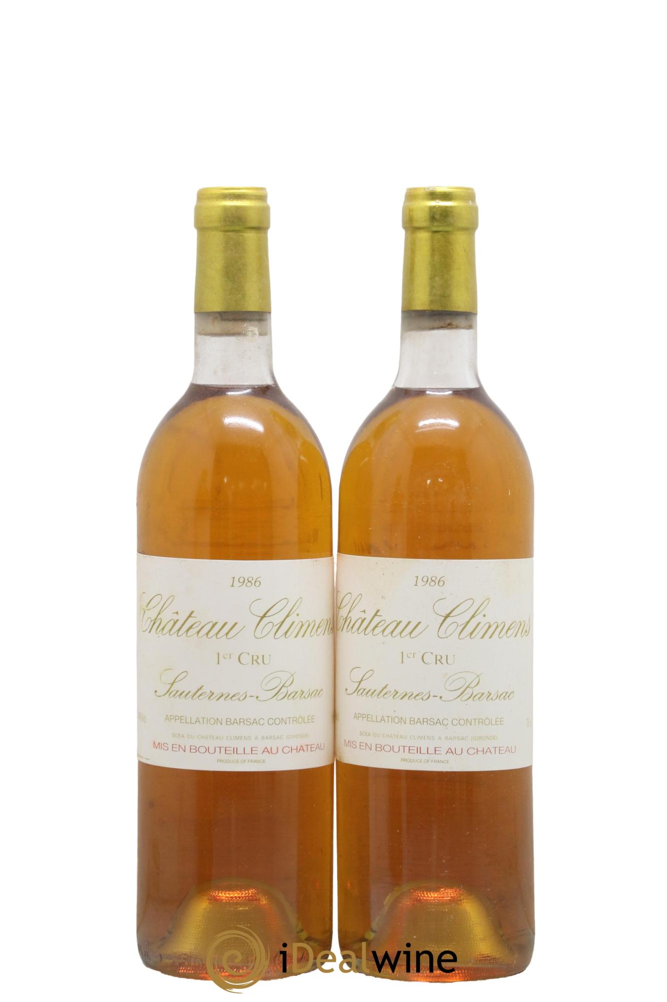 Château Climens 1er Grand Cru Classé 1986 - Posten von 2 Flaschen - 0