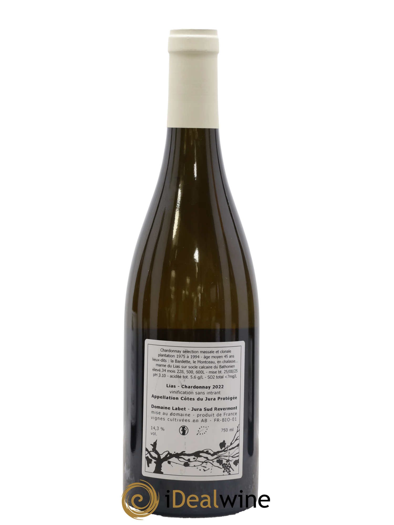 Côtes du Jura Chardonnay Lias Romain - Julien - Charline Labet 2022 - Lot de 1 bouteille - 1