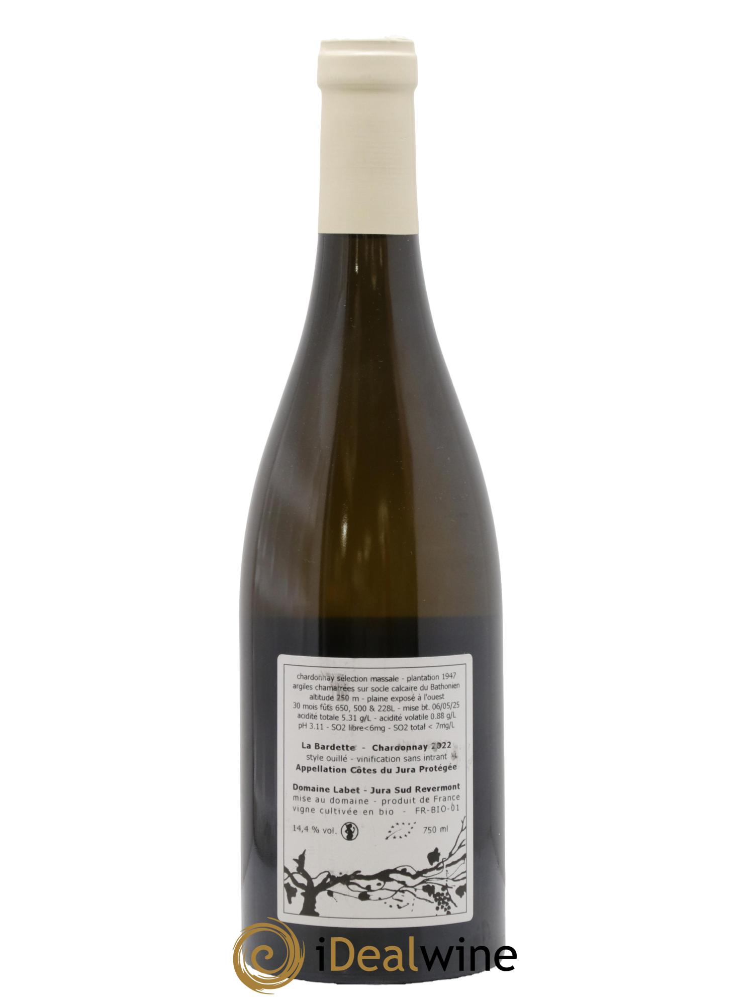 Côtes du Jura Chardonnay La Bardette Romain - Julien - Charline Labet 2022 - Lot de 1 bouteille - 1