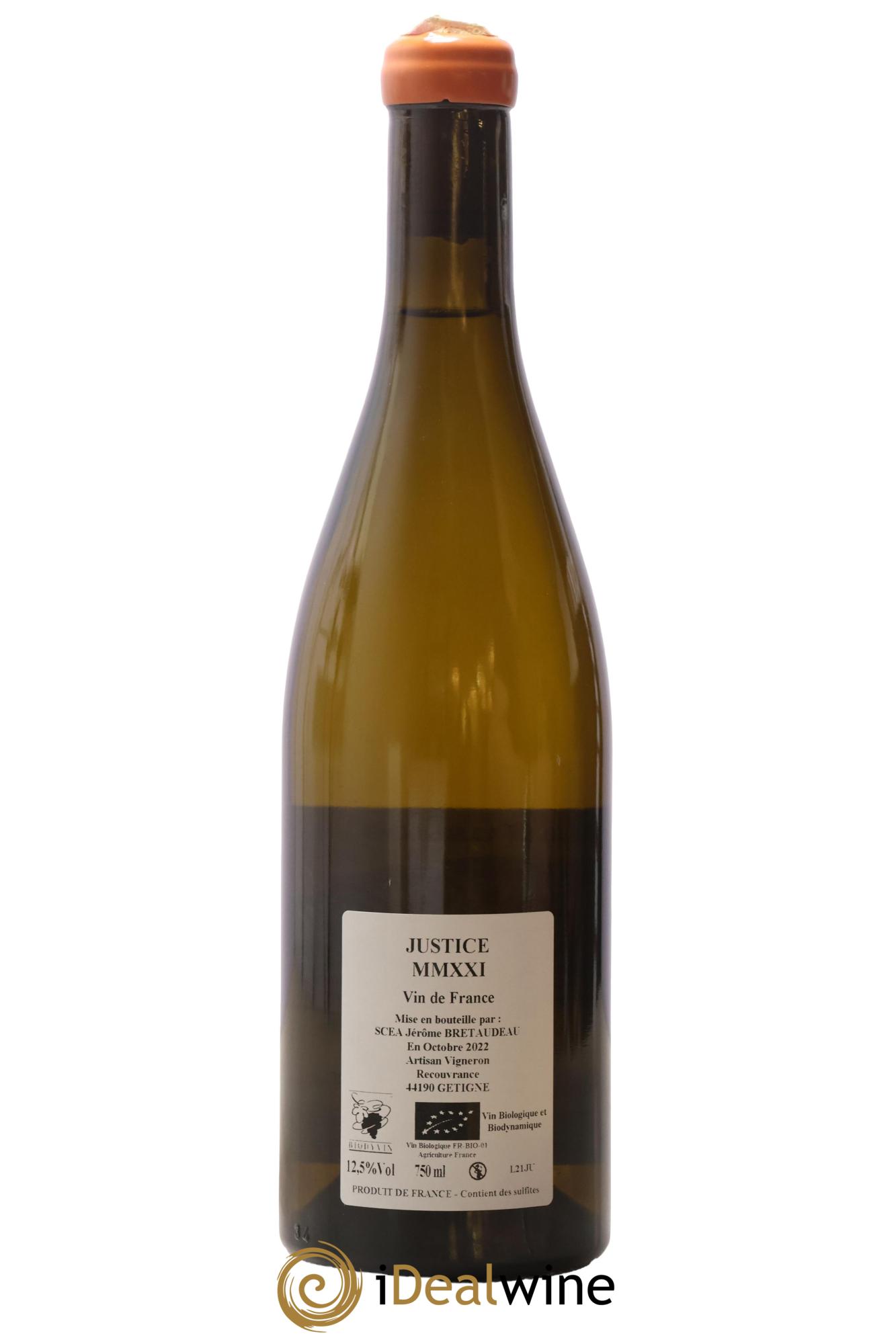 Vin de France La Justice Jérôme Bretaudeau - Domaine de Bellevue 2021 - Lot of 1 bottle - 1