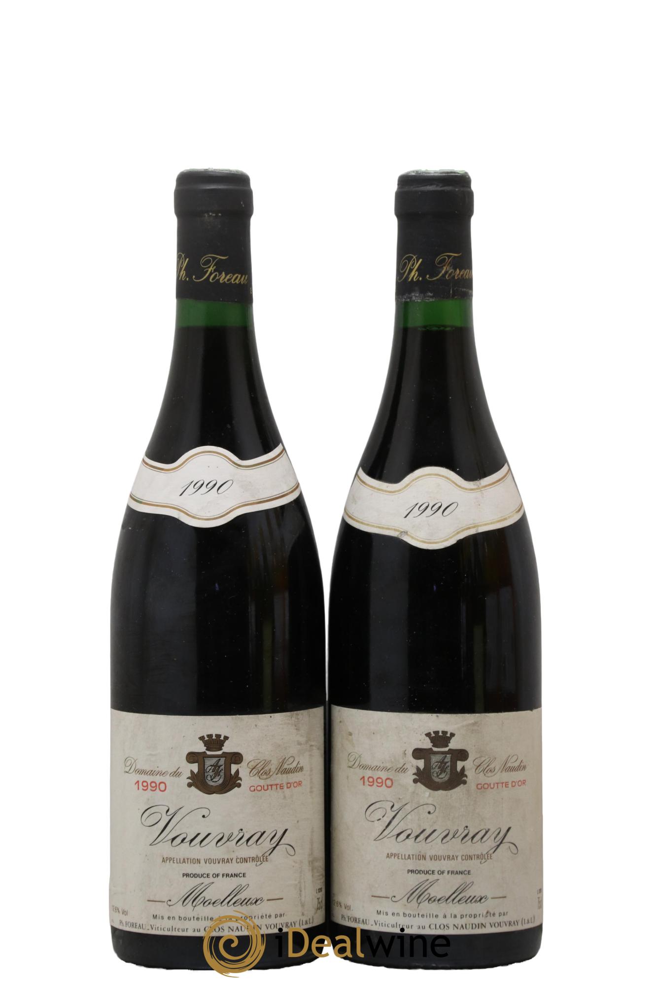 Vouvray Goutte d'Or Clos Naudin - Philippe Foreau 1990 - Lotto di 2 bottiglie - 0