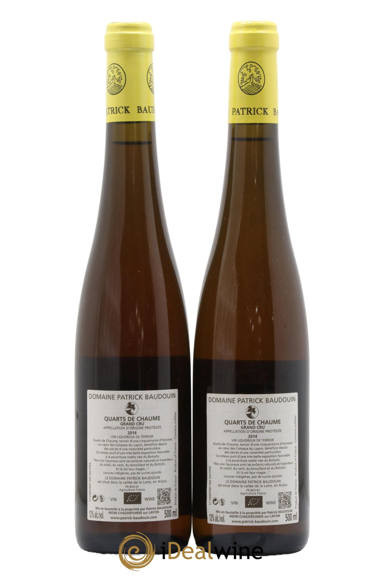 Quarts de Chaume Les Zersilles Domaine Patrick Baudoin 2014 - Lot de 2 format 50cls - 1