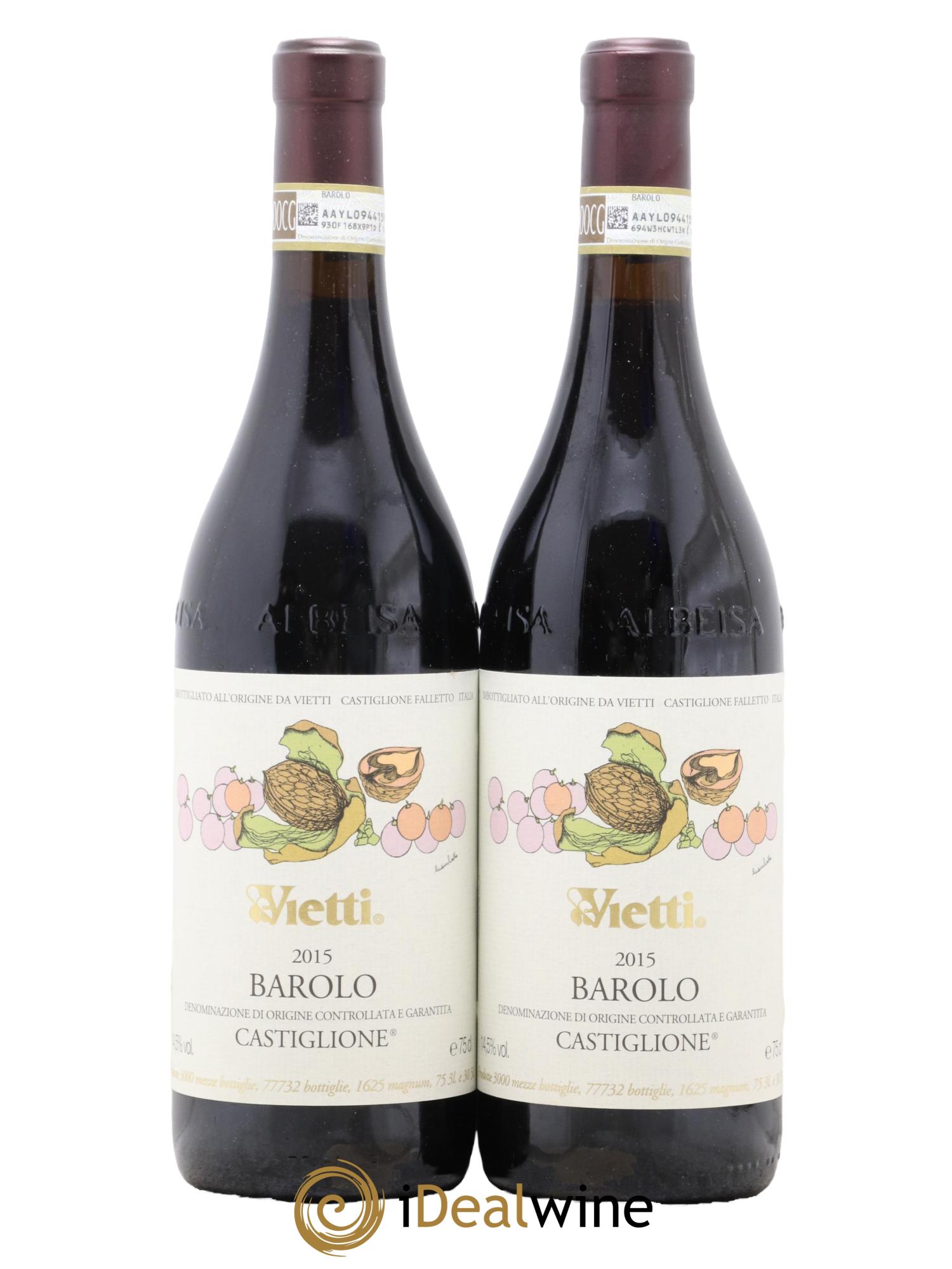 Barolo DOCG Castiglione Vietti 2015 - Lot de 2 bouteilles - 0