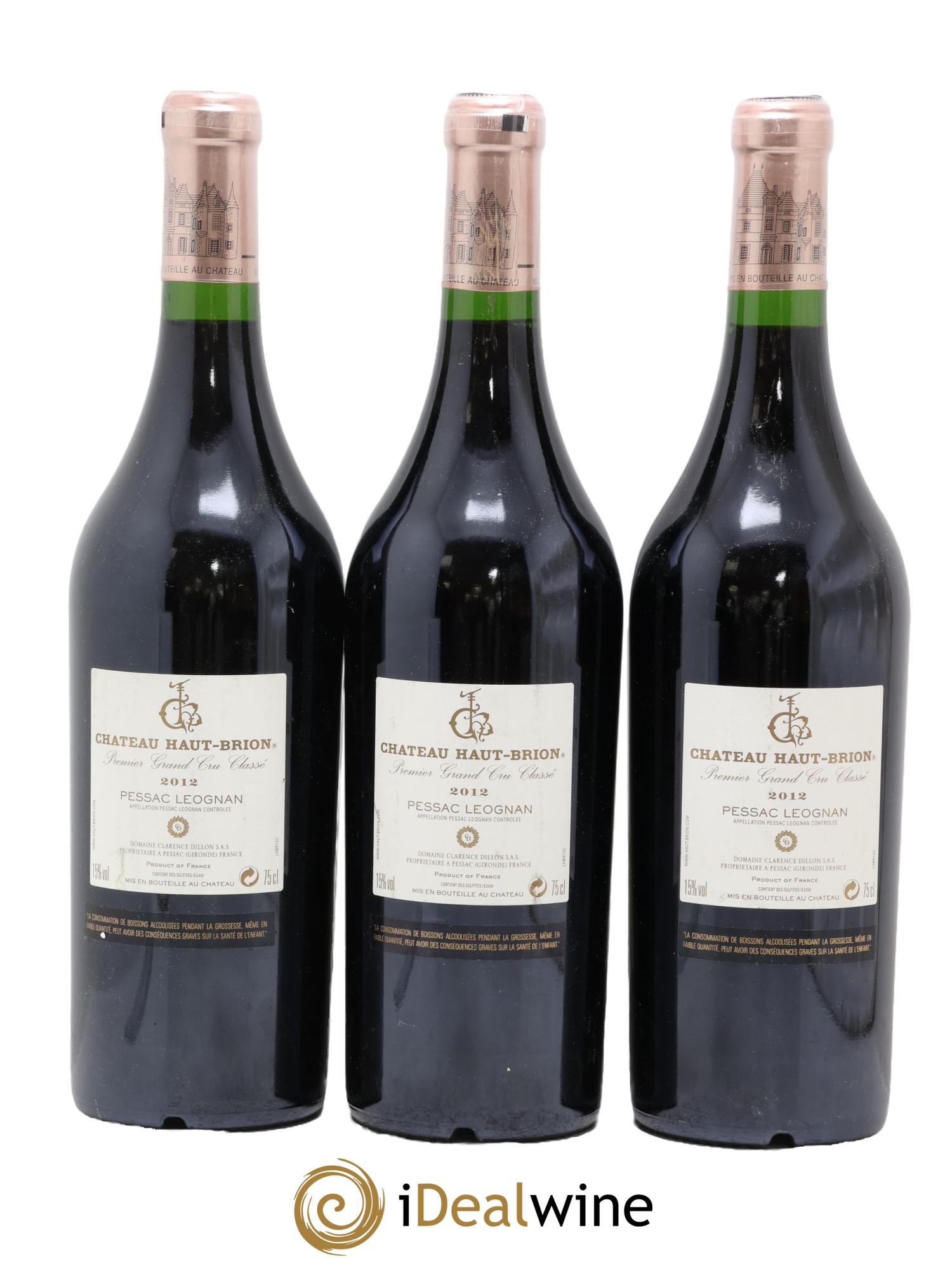 Château Haut Brion 1er Grand Cru Classé 2012 - Lot de 3 bouteilles - 1
