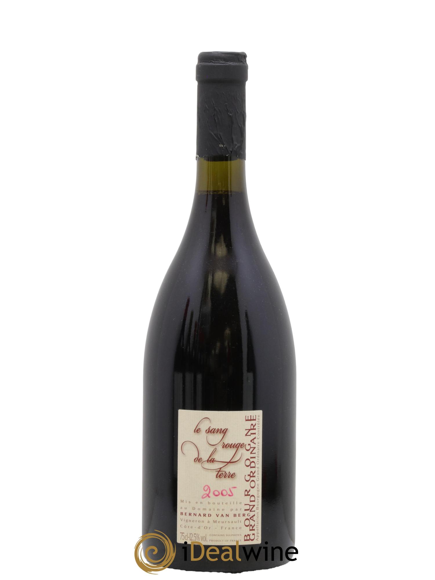 Bourgogne Grand Ordinaire Le Sang rouge de la Terre Bernard Van Berg 2005 - Lot de 1 bouteille - 1