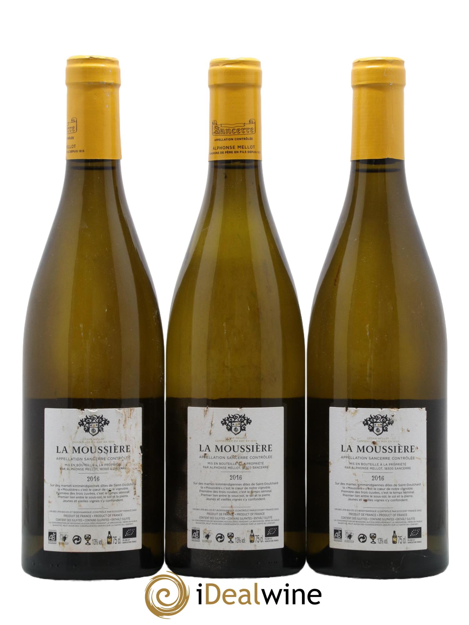 Sancerre La Moussière Alphonse Mellot 2016 - Lot of 3 bottles - 1