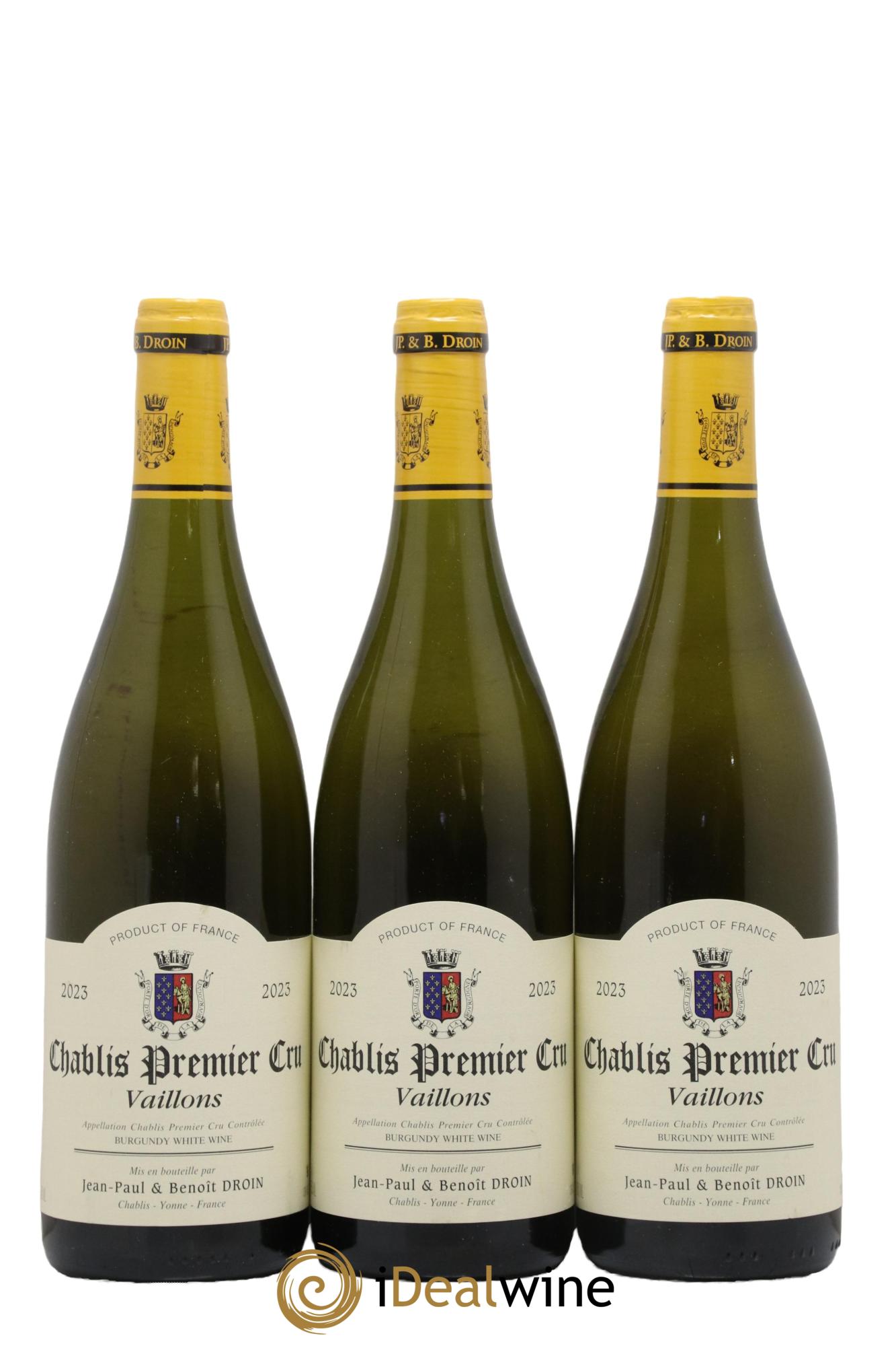 Chablis 1er Cru Vaillons Jean-Paul & Benoît Droin (Domaine) 2023 - Lot de 3 bouteilles - 0