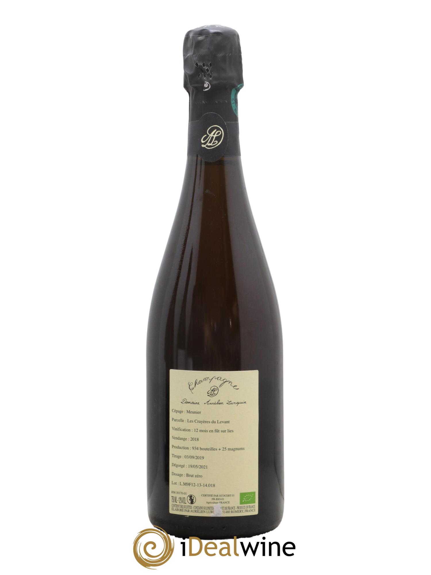 Meunier Les Crayères du Levant Aurélien Lurquin 2018 - Lot of 1 bottle - 1