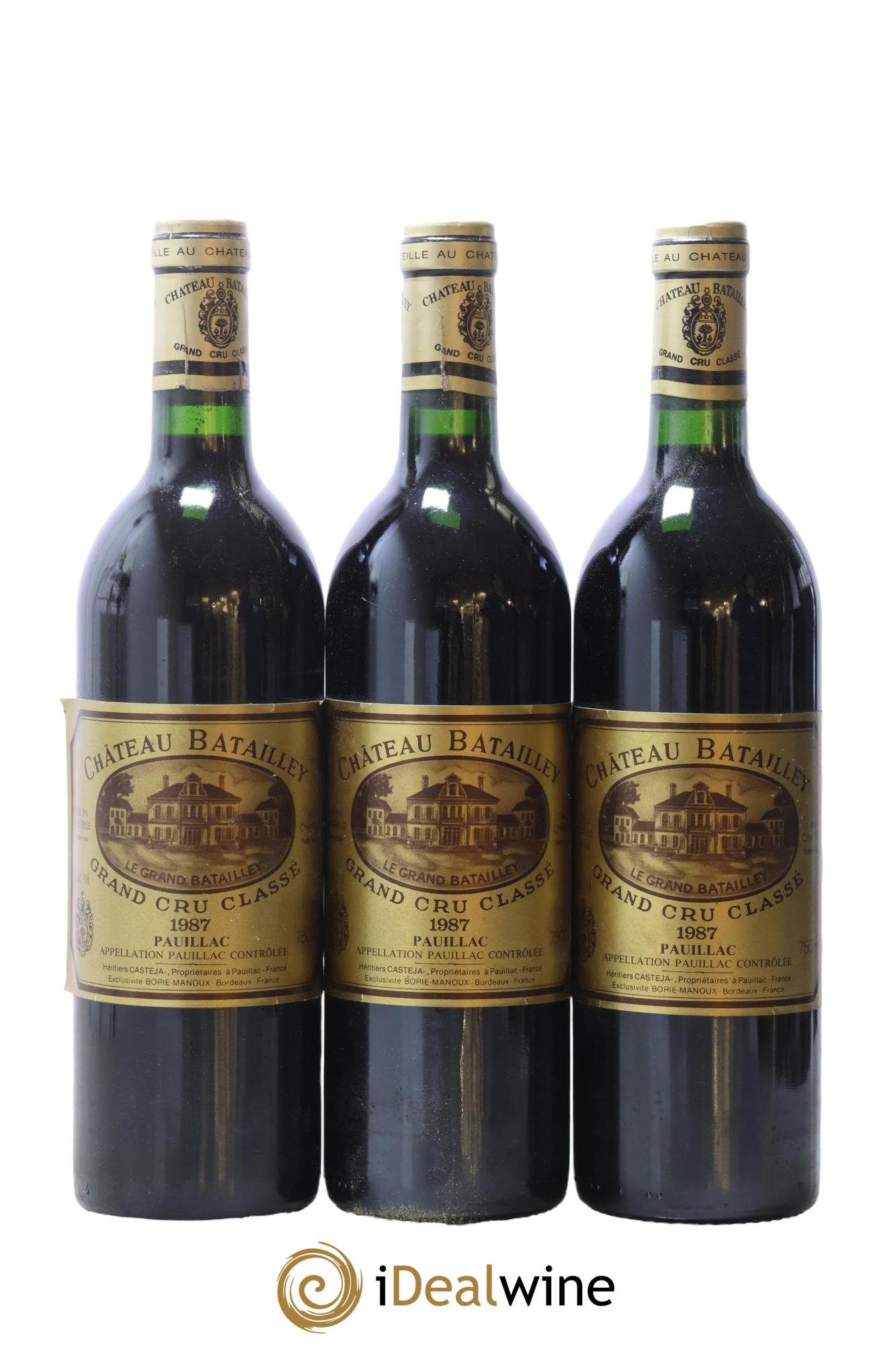 Château Batailley 5ème Grand Cru Classé 1987 - Lot de 3 bouteilles - 0