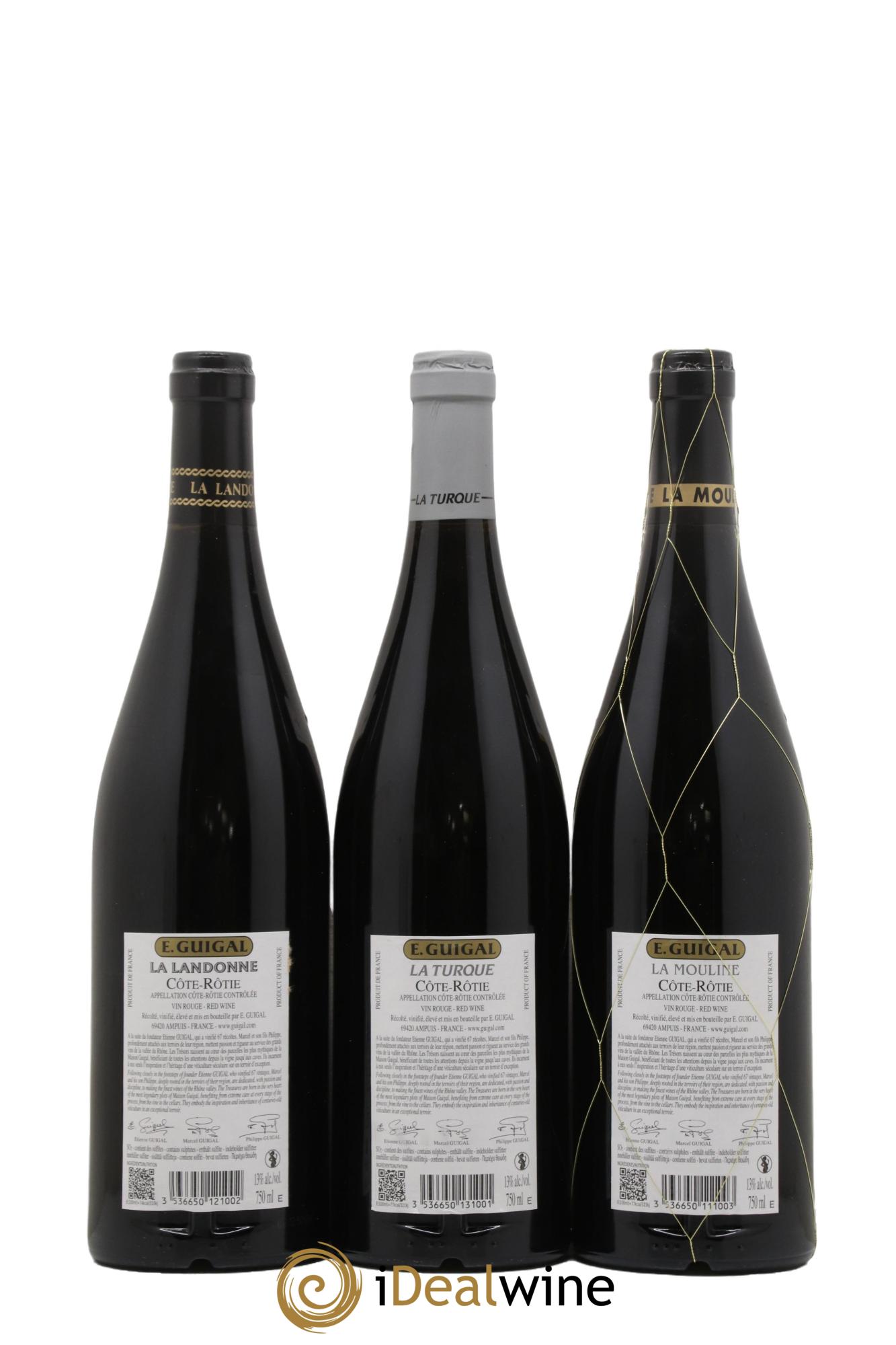 Côte-Rôtie Guigal Trilogie La Turque - La Landonne - La Mouline 2021 - Lot of 3 bottles - 1