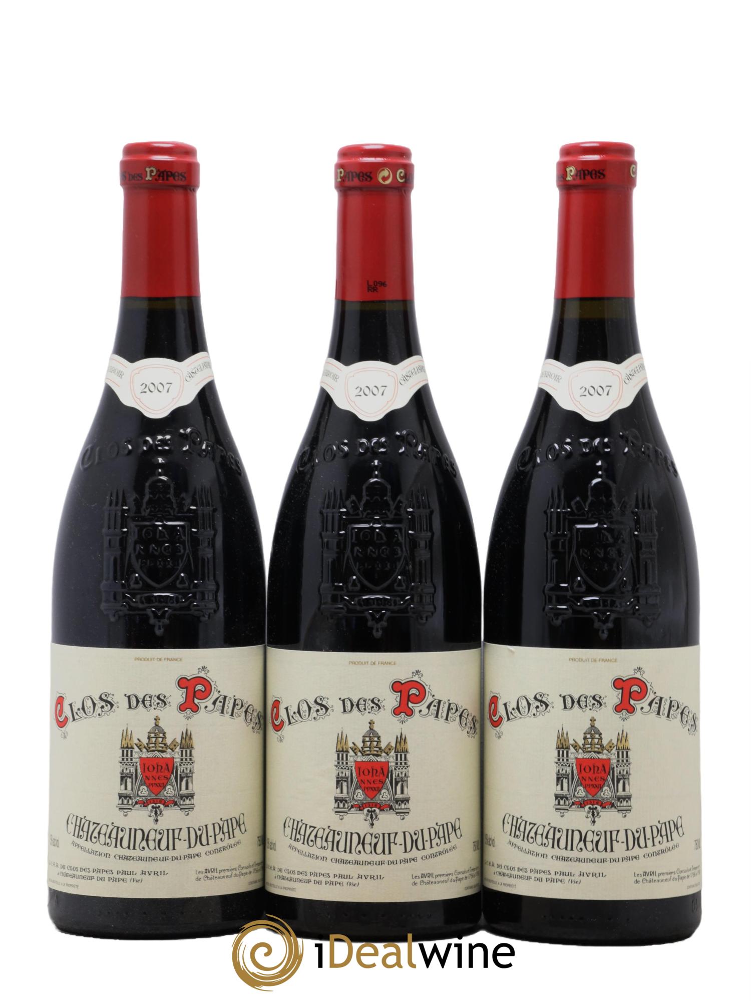 Châteauneuf-du-Pape Clos des Papes - Paul Avril 2007 - Lot de 3 bouteilles - 0