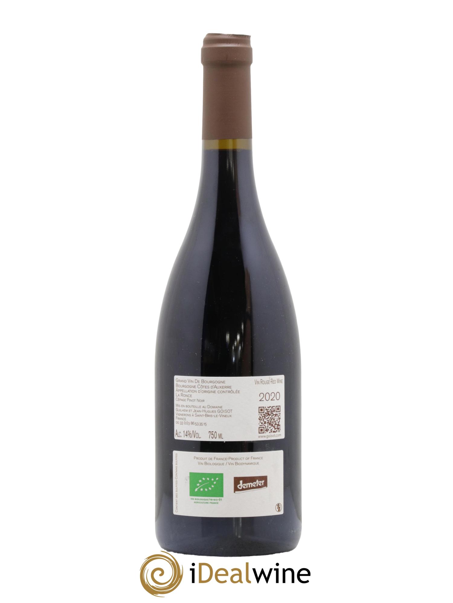 Bourgogne Côtes d'Auxerre La Ronce Goisot 2020 - Lot de 1 bouteille - 1
