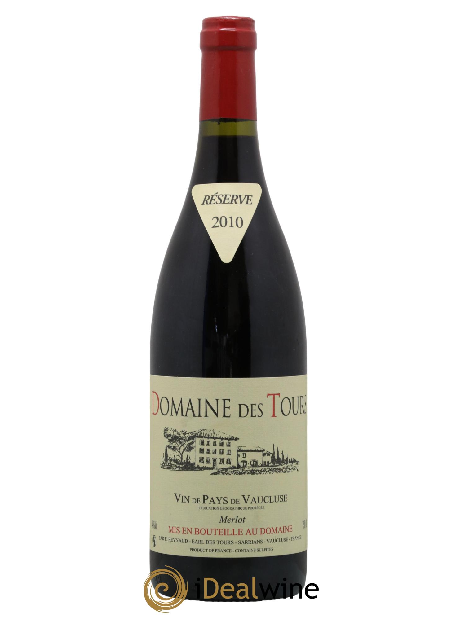 Vaucluse Domaine des Tours Merlot Emmanuel Reynaud 2010 - Lot de 1 bouteille - 0