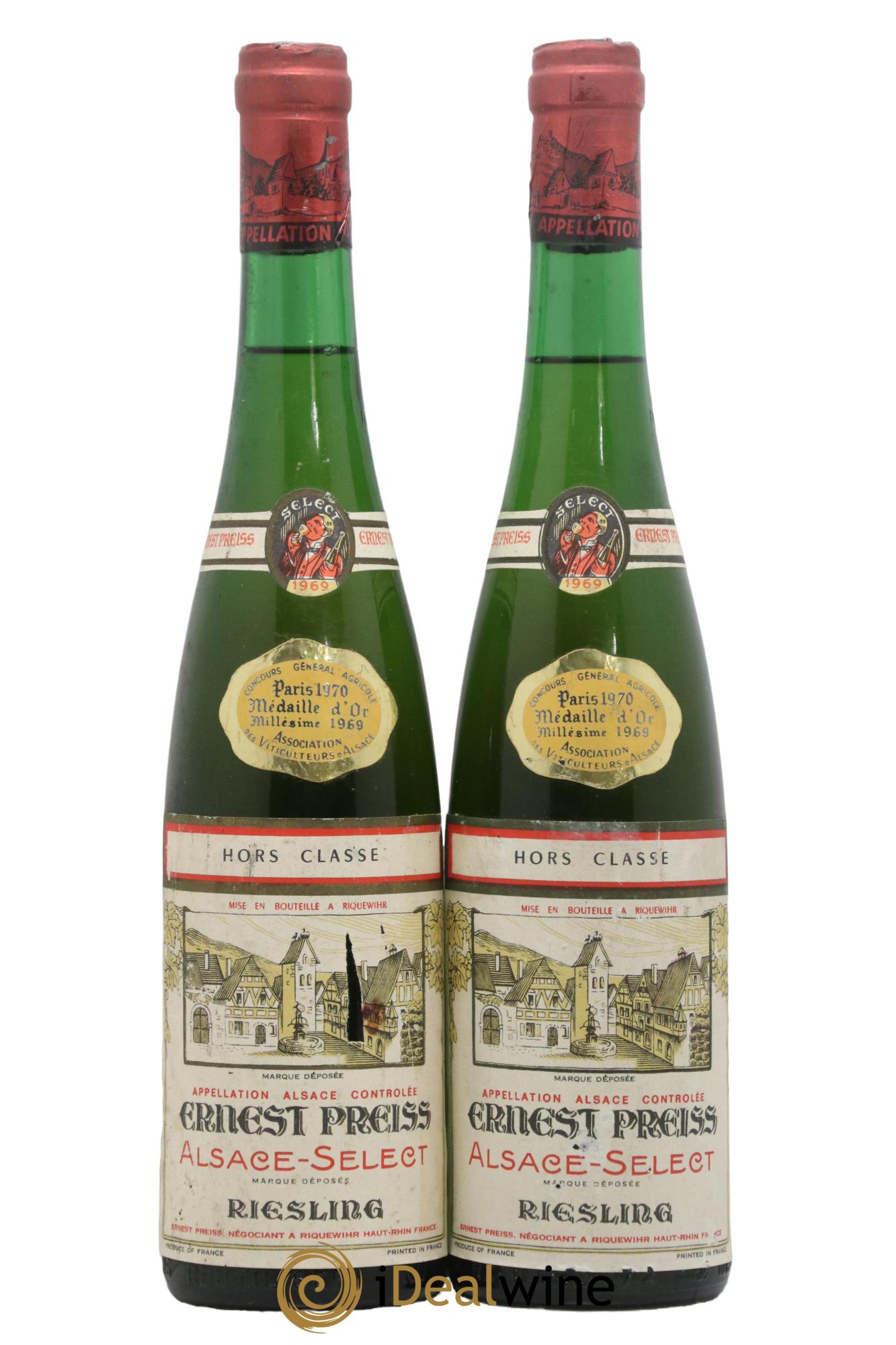 Alsace Riesling Hors Classe Ernest Preiss 1969 - Lot de 2 bouteilles - 0