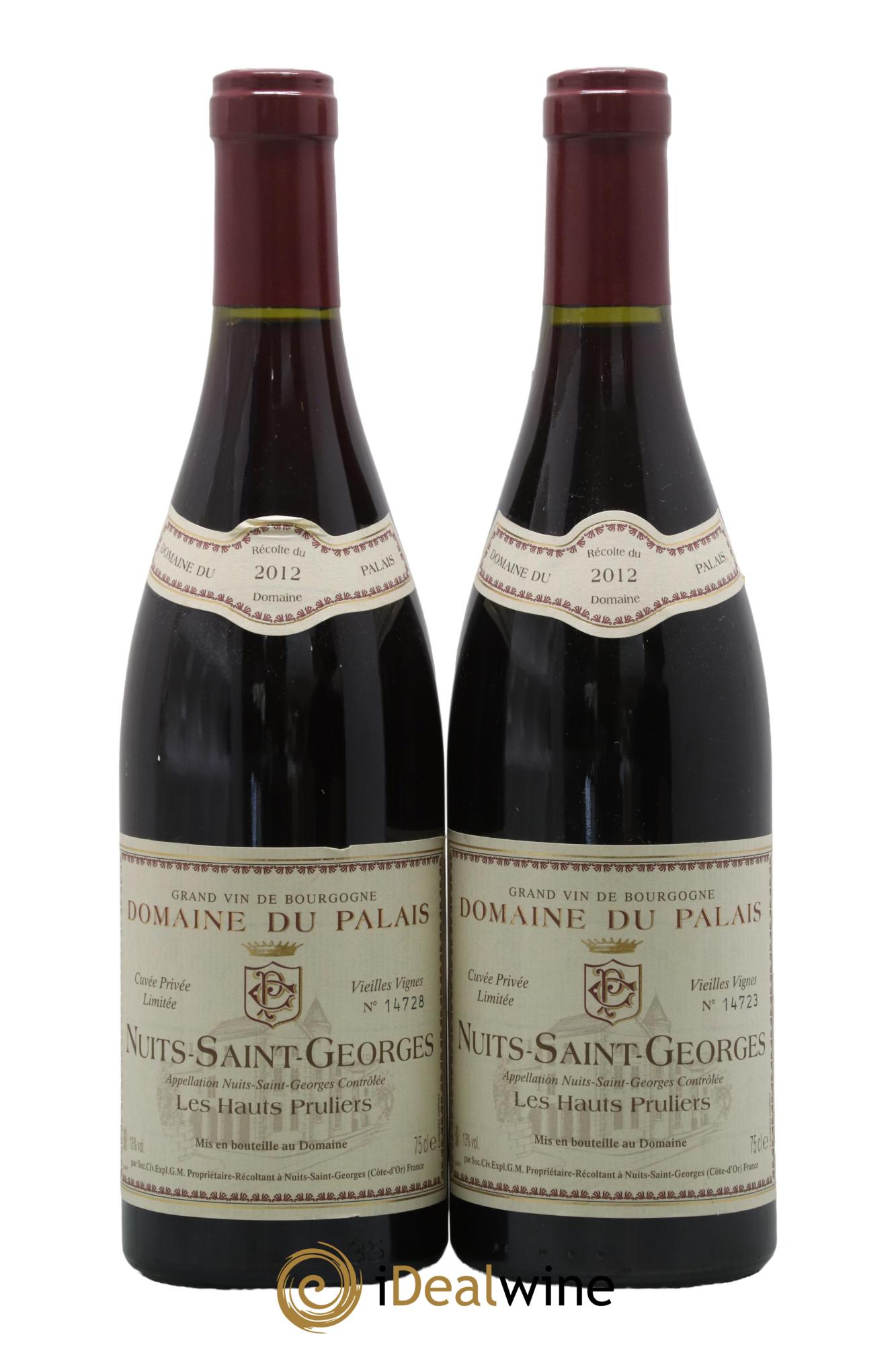 Nuits-Saint-Georges Les Hauts Pruliers Vieilles Vignes Domaine Du Palais 2012 - Posten von 2 Flaschen - 0