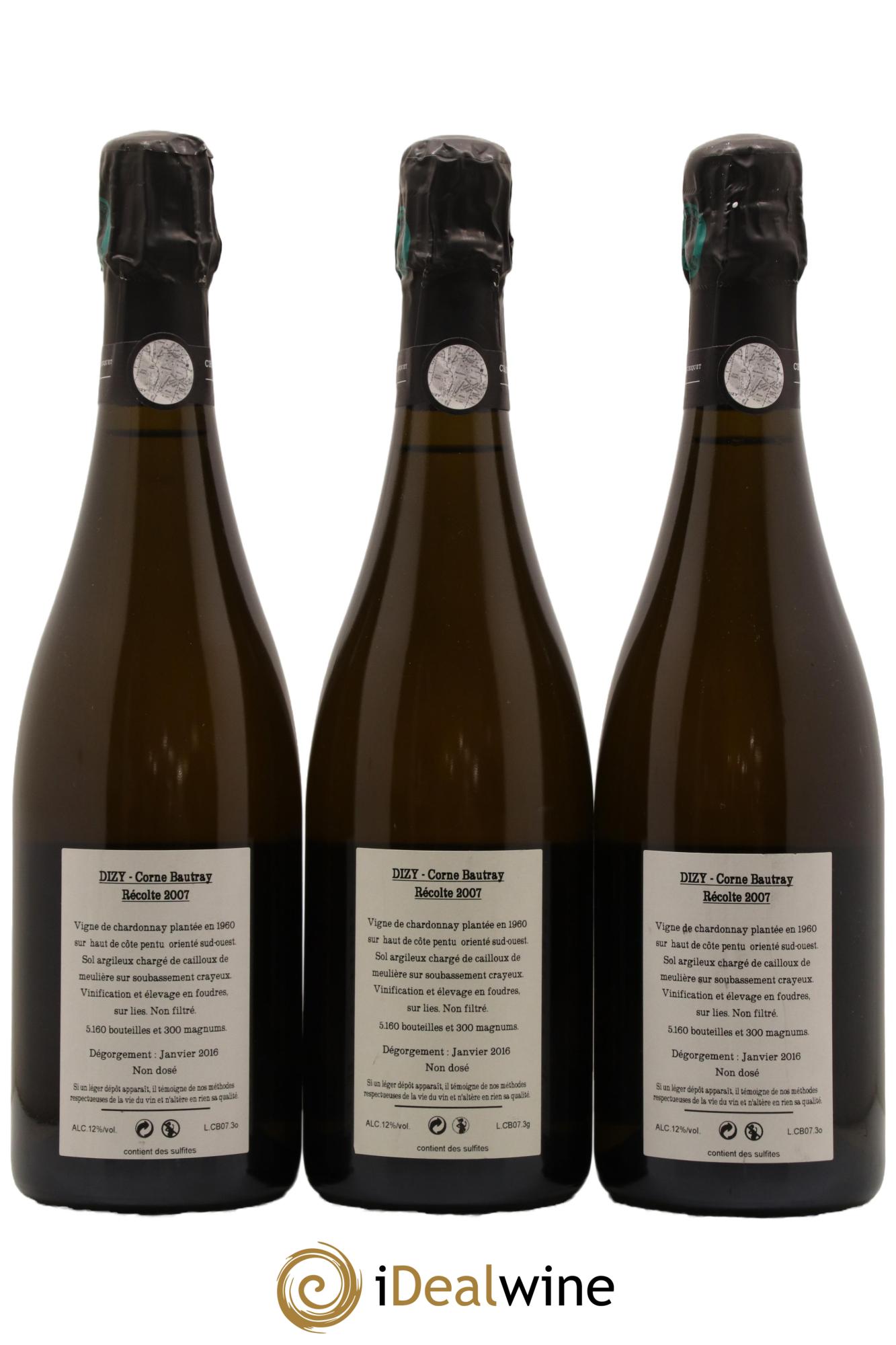 Dizy Corne Bautray Extra-Brut Jacquesson 2007 - Lotto di 3 bottiglie - 1