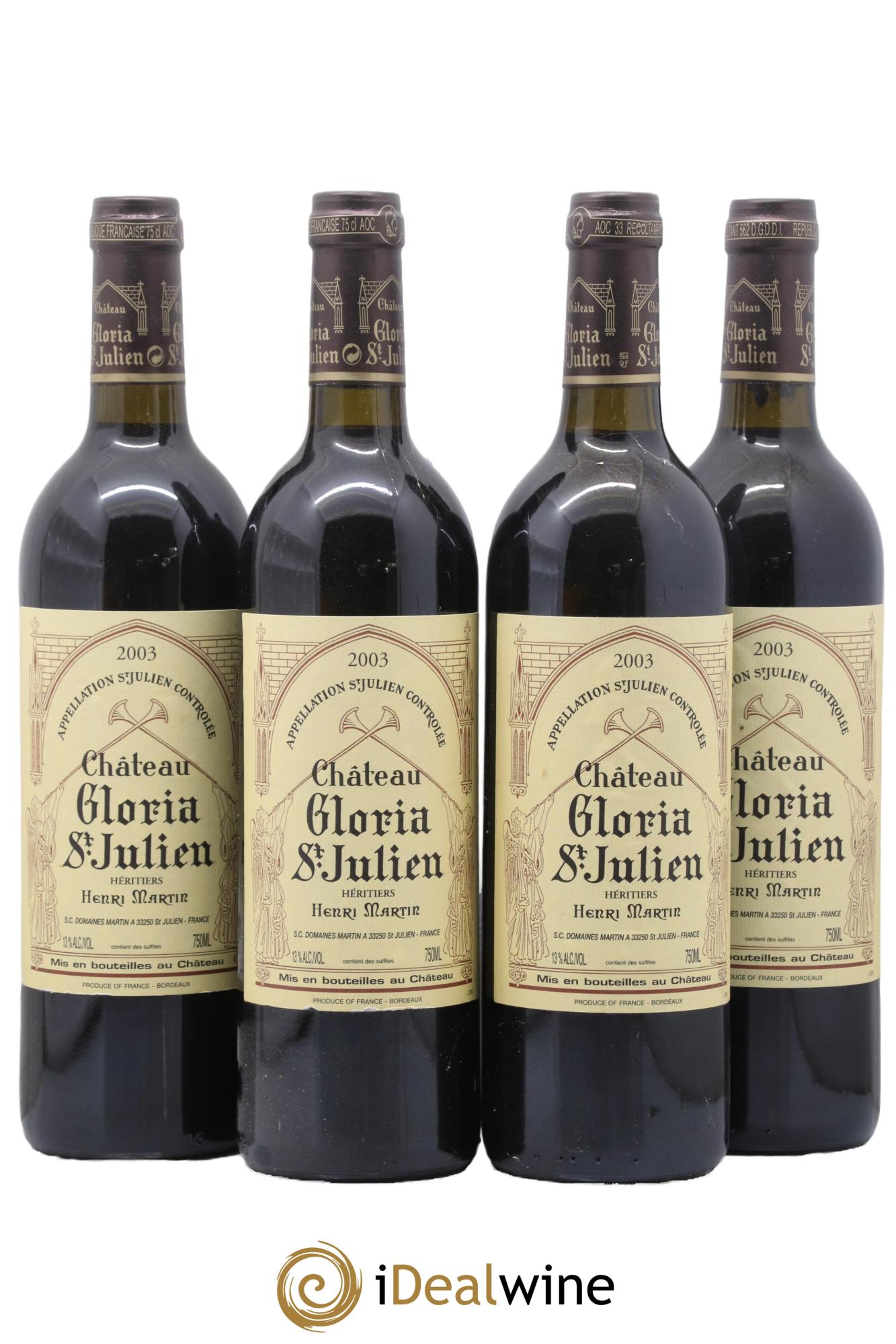 Château Gloria 2003 - Lot de 4 bouteilles - 0