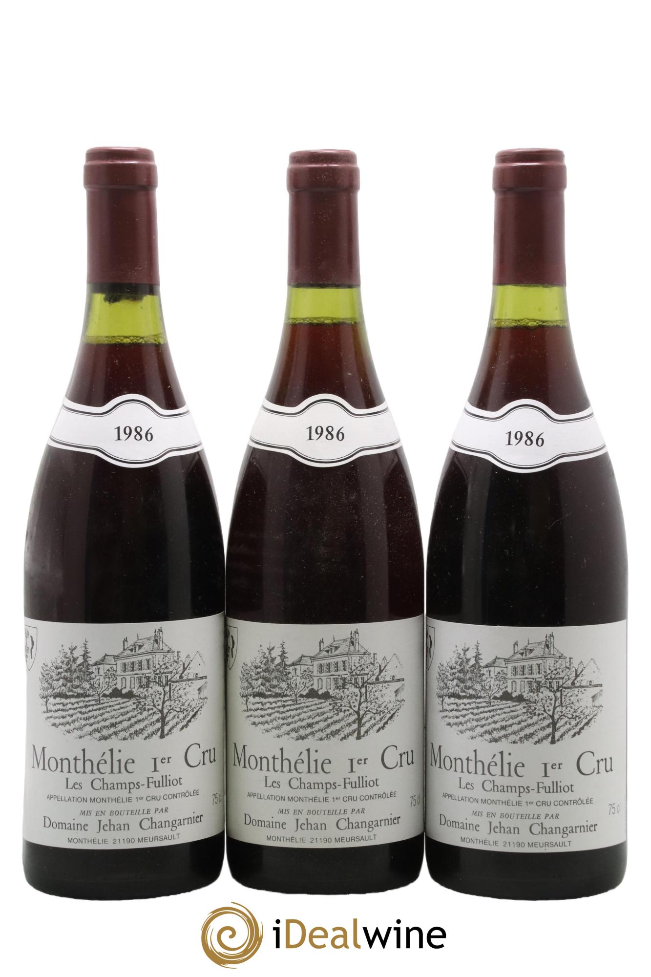 Monthélie 1er Cru Les Champs Fulliot Domaine Changarnier 1986 - Lot de 3 bouteilles - 0