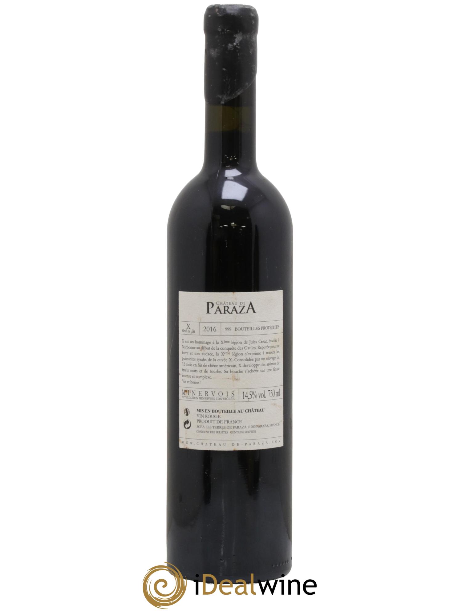 Minervois Cuvée X Château de Paraza 2016 - Lot of 1 bottle - 1