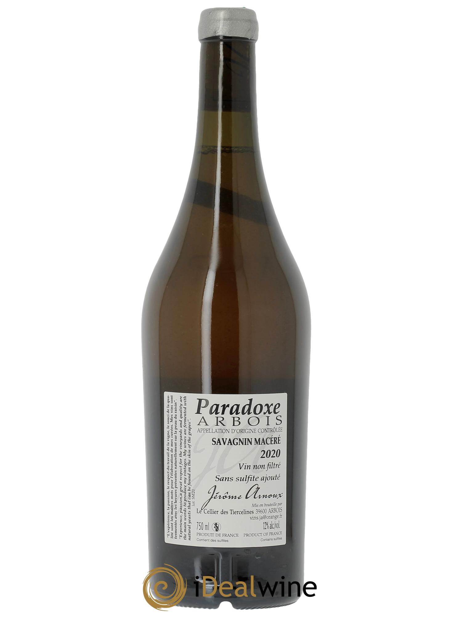 Arbois Paradoxe Savagnin Macération Jérôme Arnoux 2020 - Lot de 1 bouteille - 1