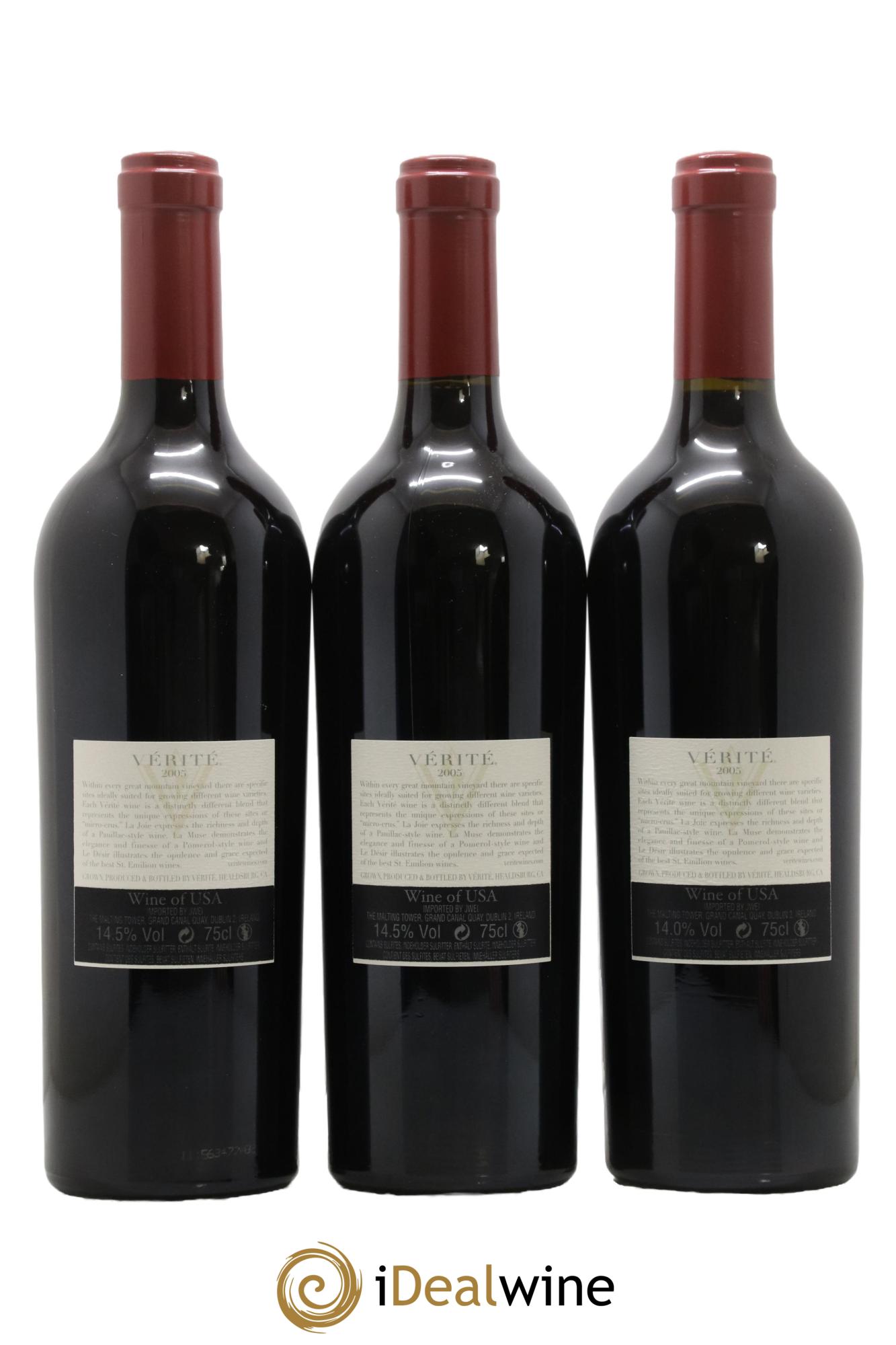 USA Sonoma Caisse Verite 1 Muse 1 La Joie 1 Le Desir Verite Winery 2005 - Lot of 3 bottles - 2