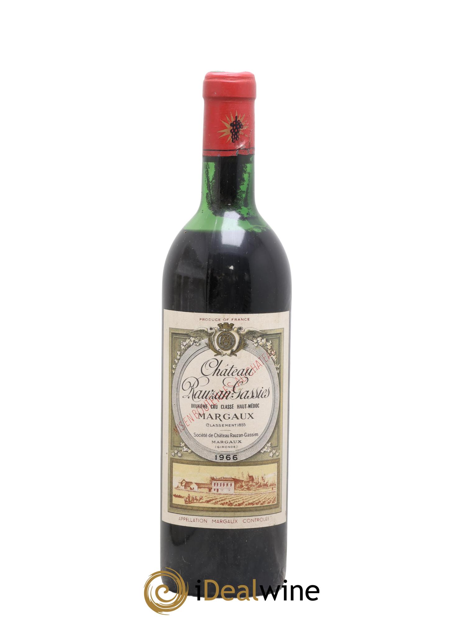 Château Rauzan-Gassies 2ème Grand Cru Classé 1966 - Lot de 1 bouteille - 0