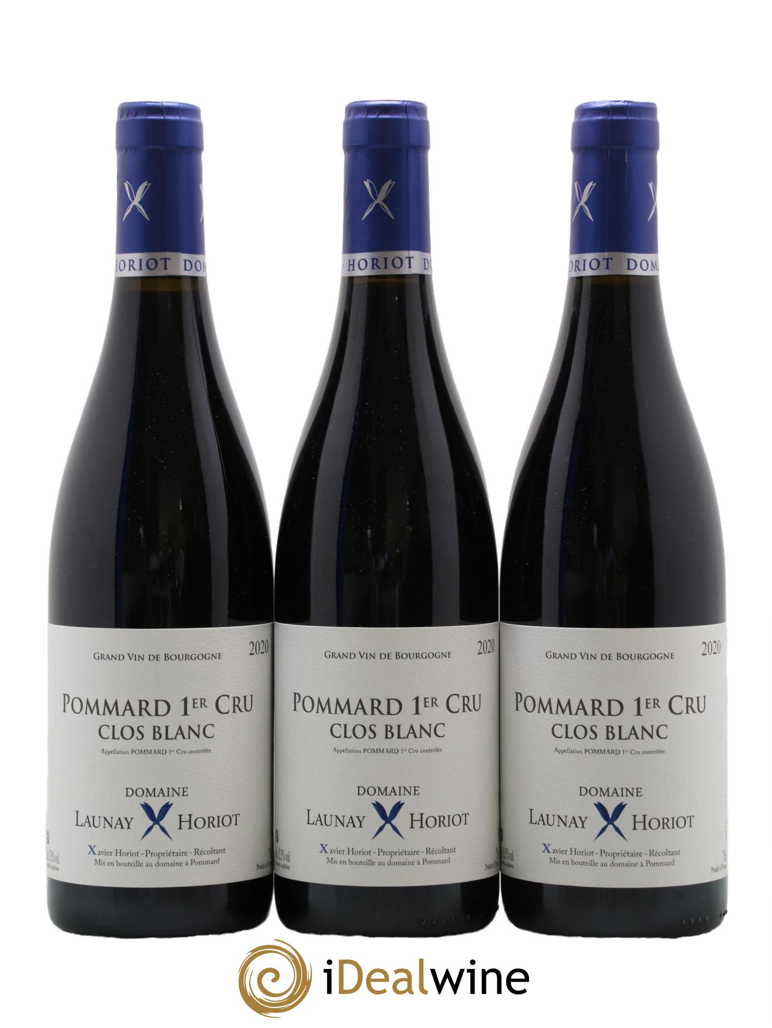 Pommard 1er Cru Clos Blanc Domaine Launay Horiot 2020 - Lot de 3 bouteilles - 0